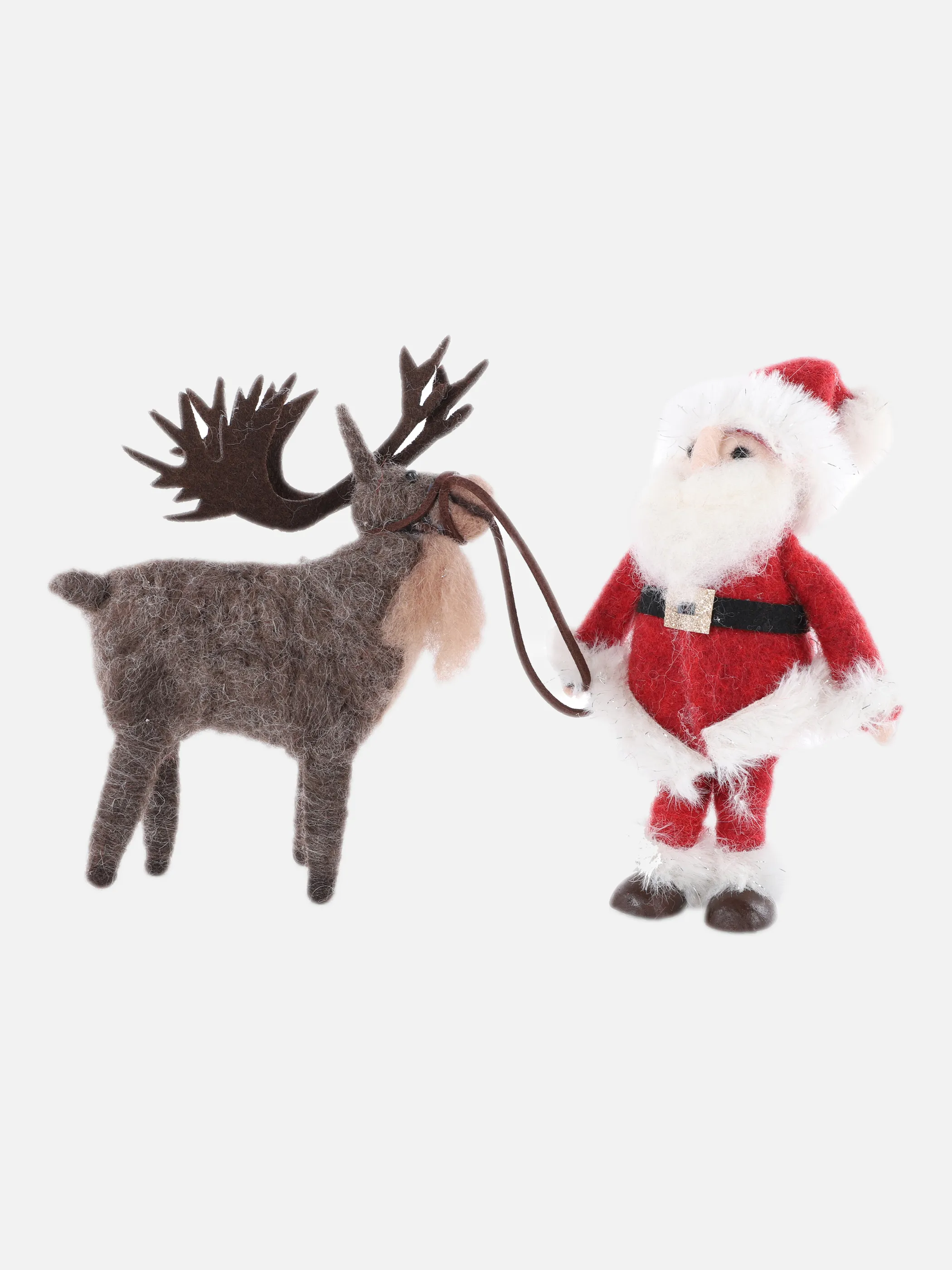 Weihnachten Santa mit Rentier H 15,5cm Rot 866252 WEIß/ROT/B 1