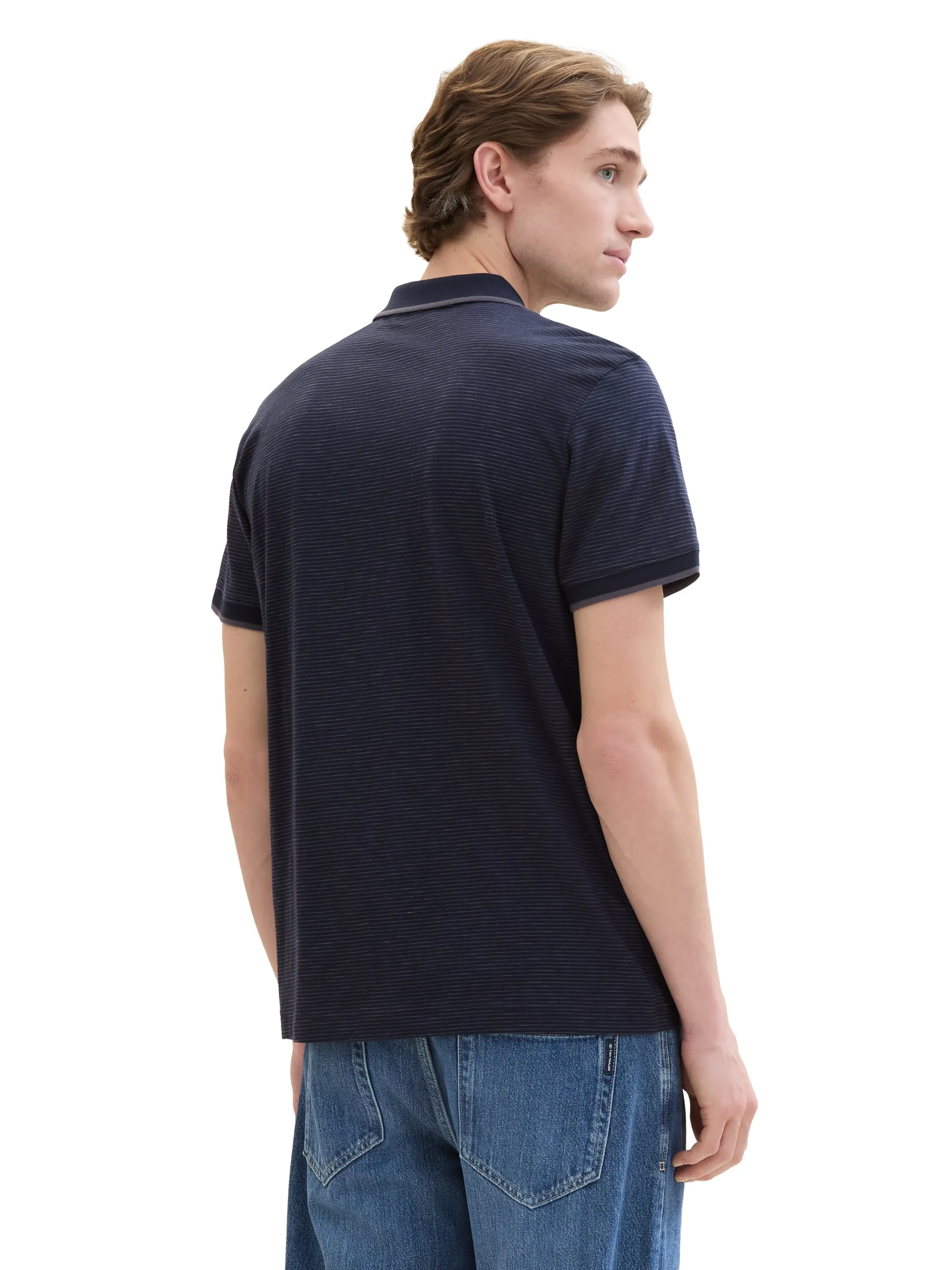 Tom Tailor 1041786 fine striped polo Blau 895688 22093 2