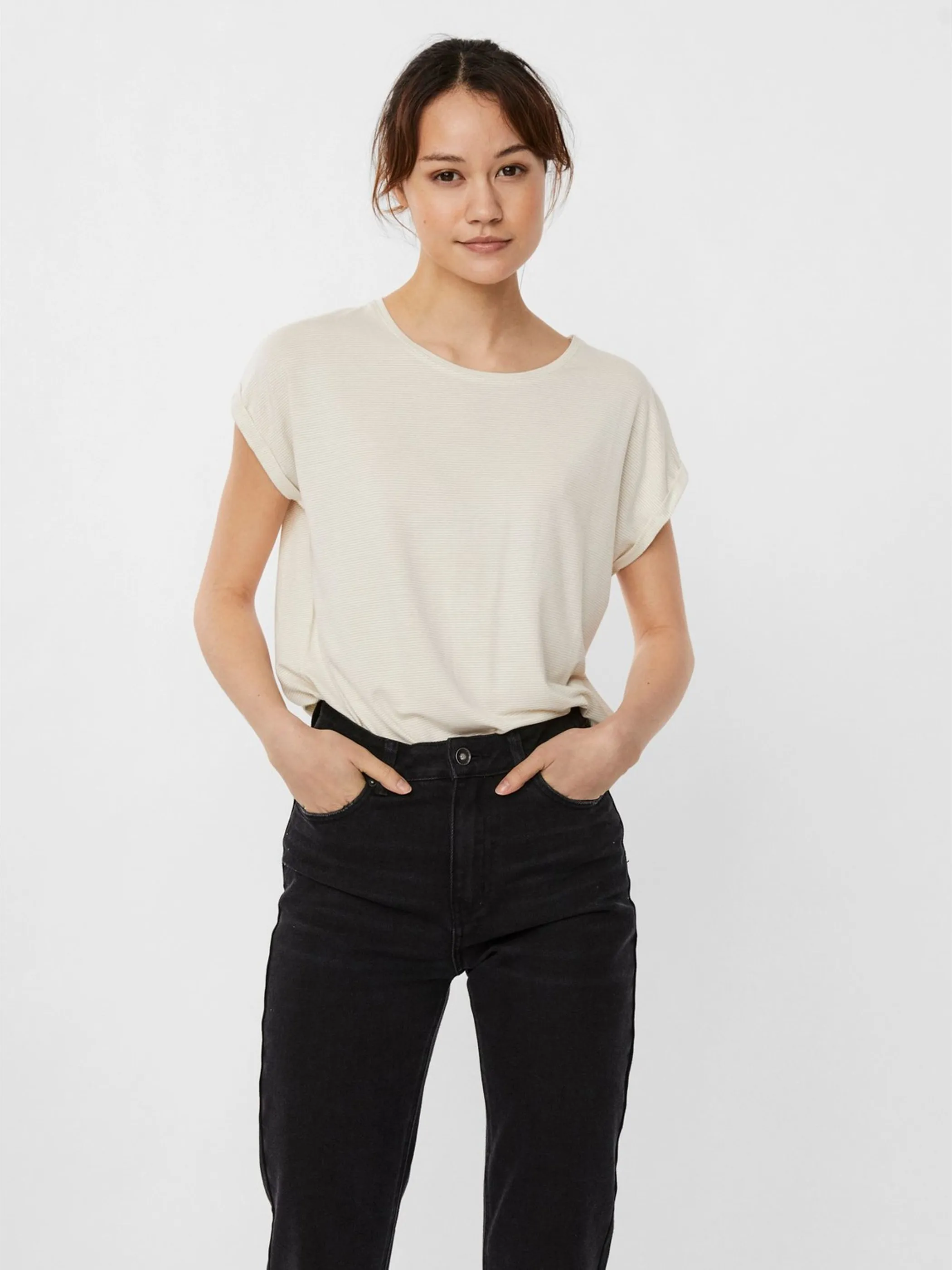 Vero Moda 10250488 VMLAVA PLAIN SS TOP L Weiß 852566 209430003 2