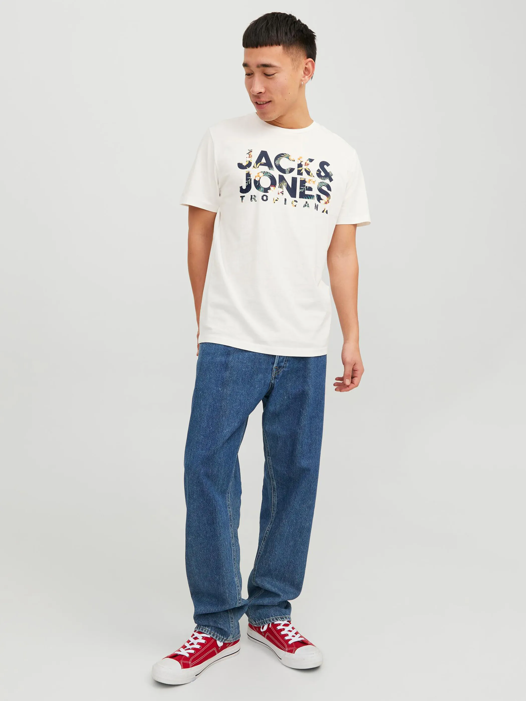 Jack Jones 12224688 JJBECS SHAPE TEE SS C Weiß 875269 177642 4