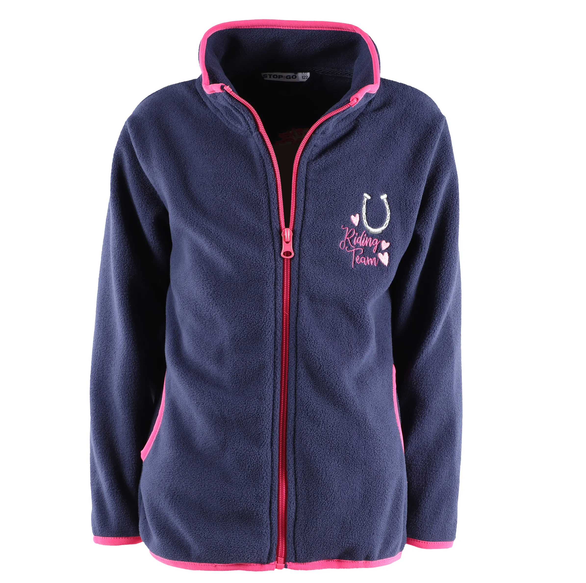 Stop + Go KM Fleece Jacke in navy mit Pferde Druck Blau 881600 NAVY 1