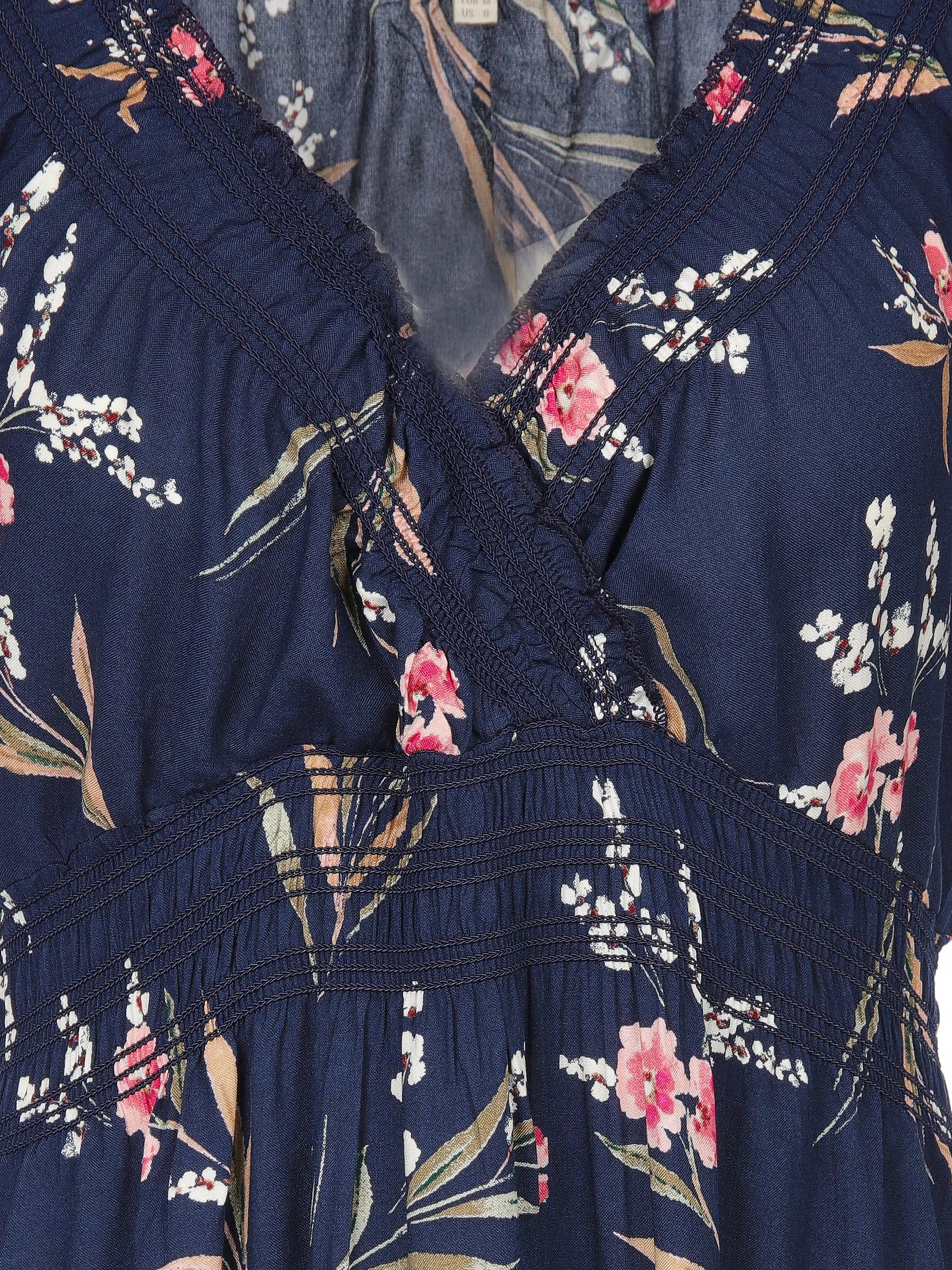 Apricot 757615 Apricot Watercolor Floral Smock Maxi Dress Marine 918381 NAV 3