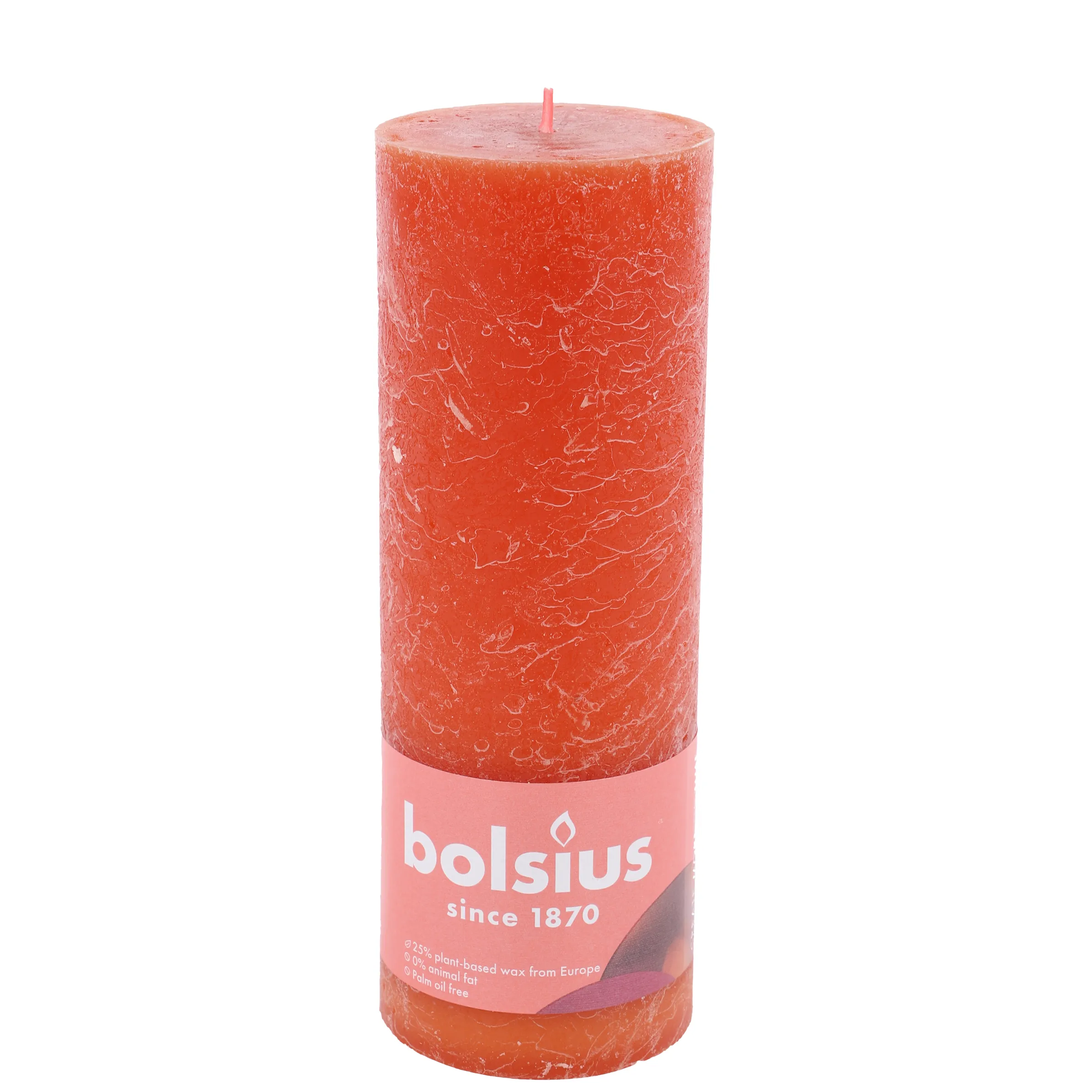 bolsius Stumpenkerzen Rustik 19cm Orange 886550 ORANGE 1