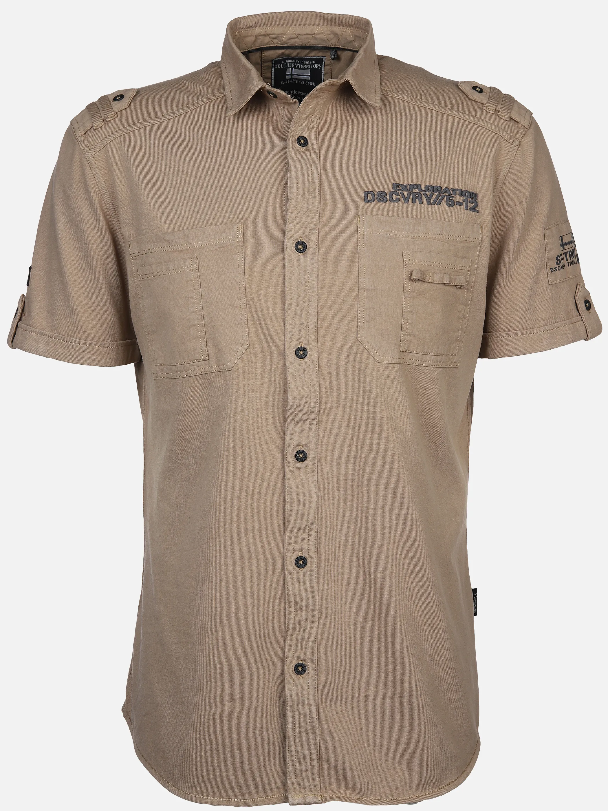 Southern Territory He. Jerseyhemd 1/2 Arm acidwash Braun 892282 CAMEL 1