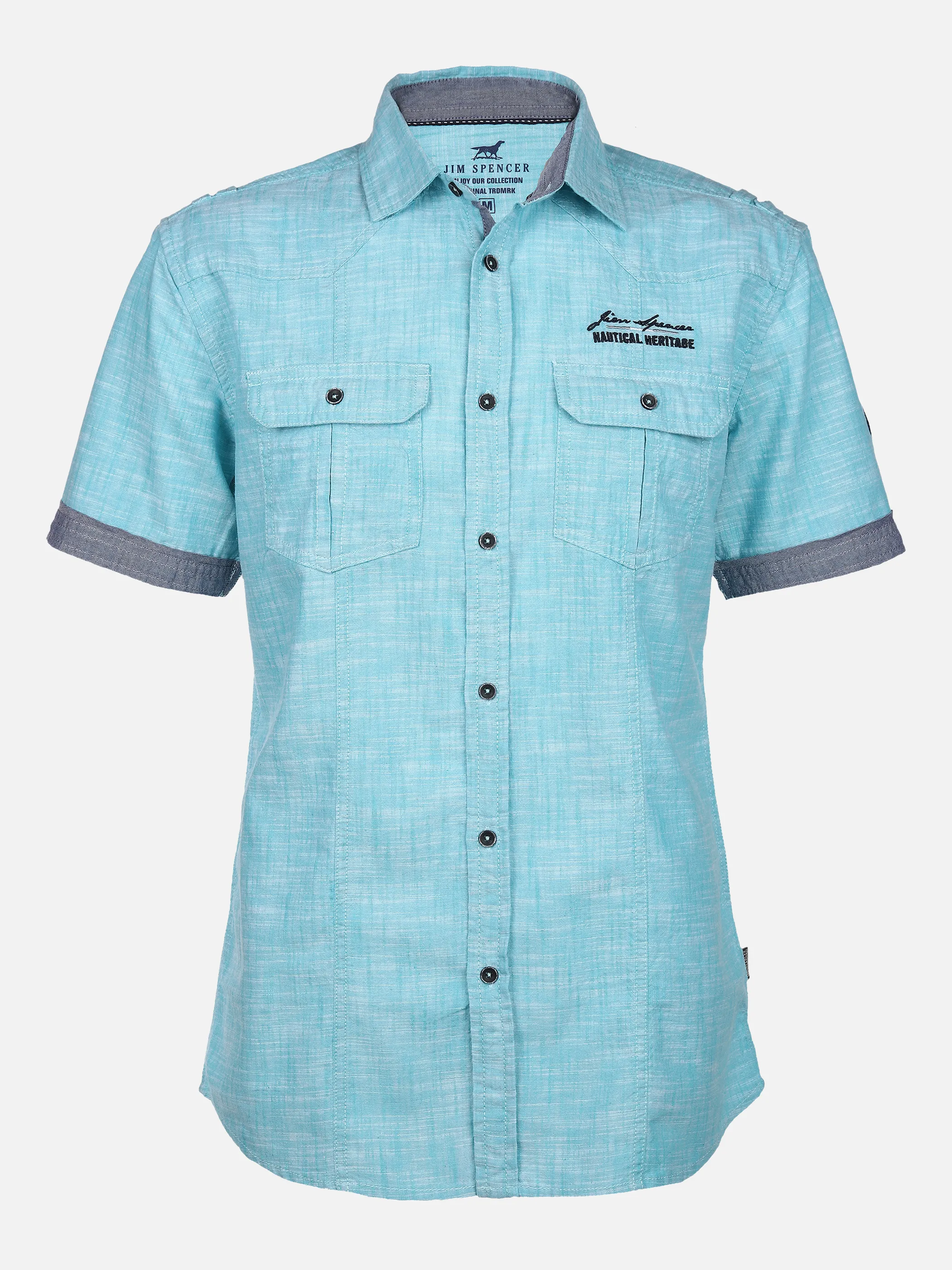 Jim Spencer He. Freizeithemd 1/2 Arm slub Blau 852233 AQUA 1 Jim Spencer He. Freizeithemd 1/2 Arm slub Blau 852233 AQUA 1