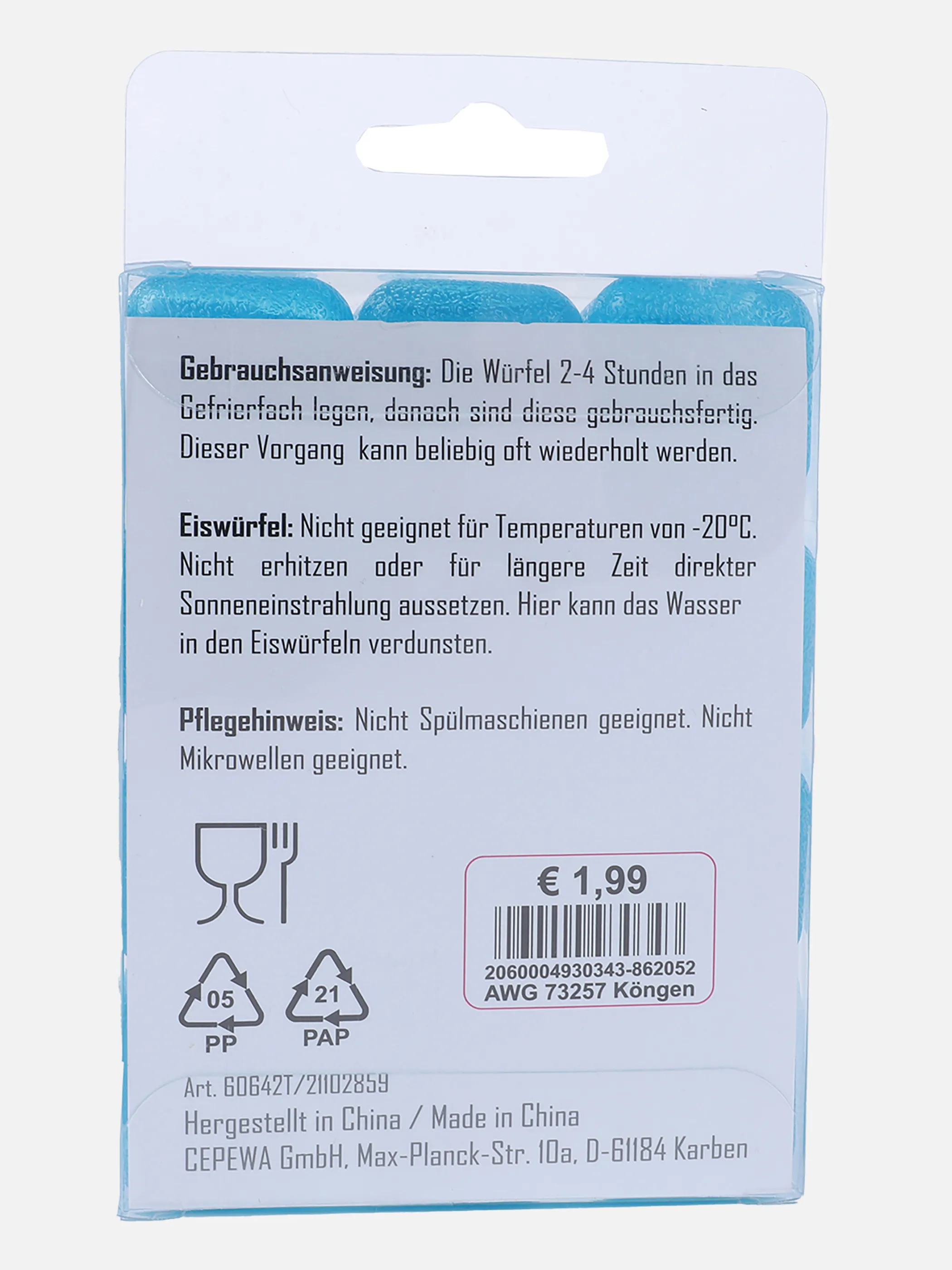 Deko Artikel Partyeiswürfel türkis 12er Set Blau 862052 BUNT 2