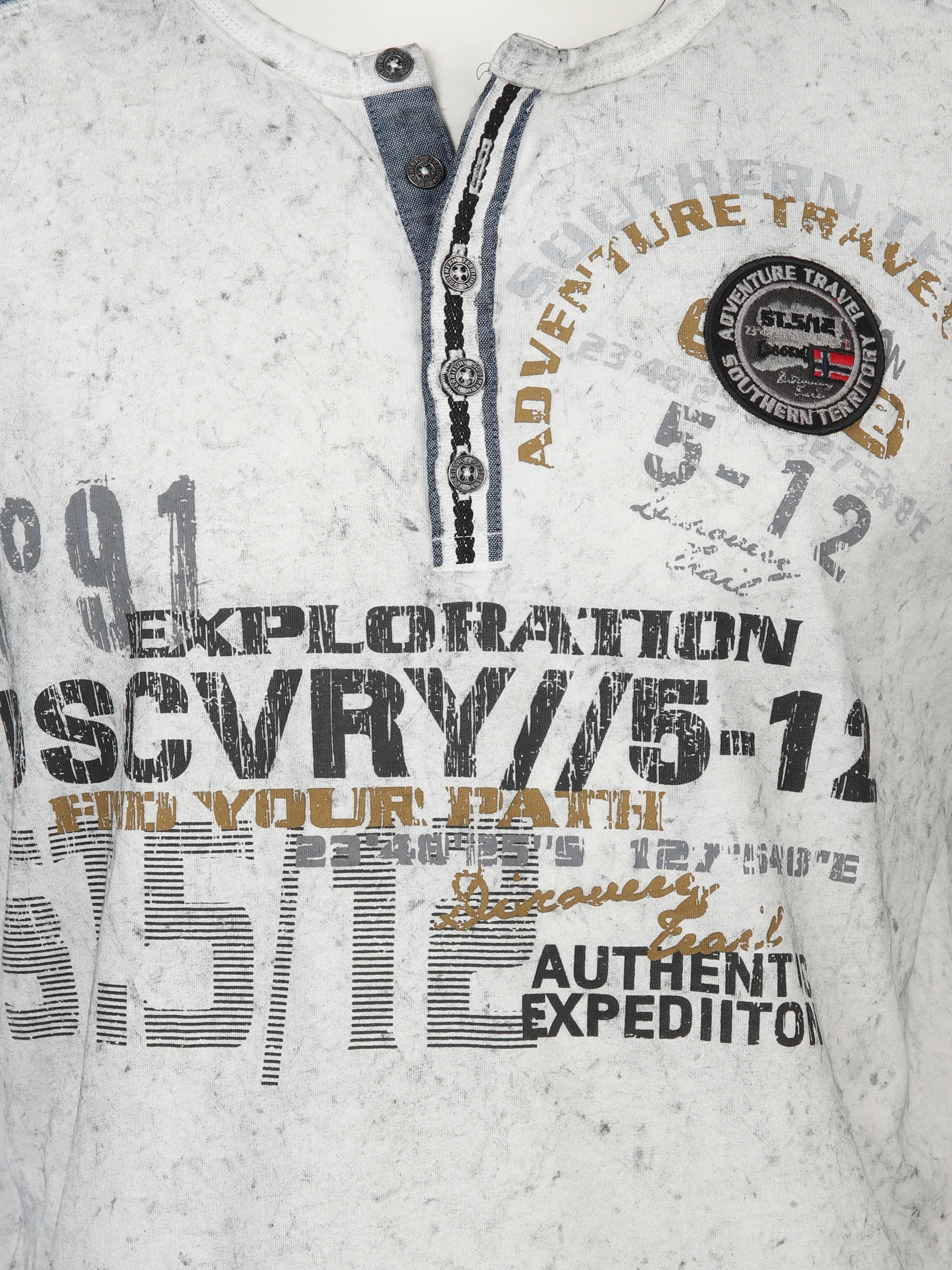 Southern Territory He. Henleyshirt 1/2 Arm print Weiß 894391 WHITE 3