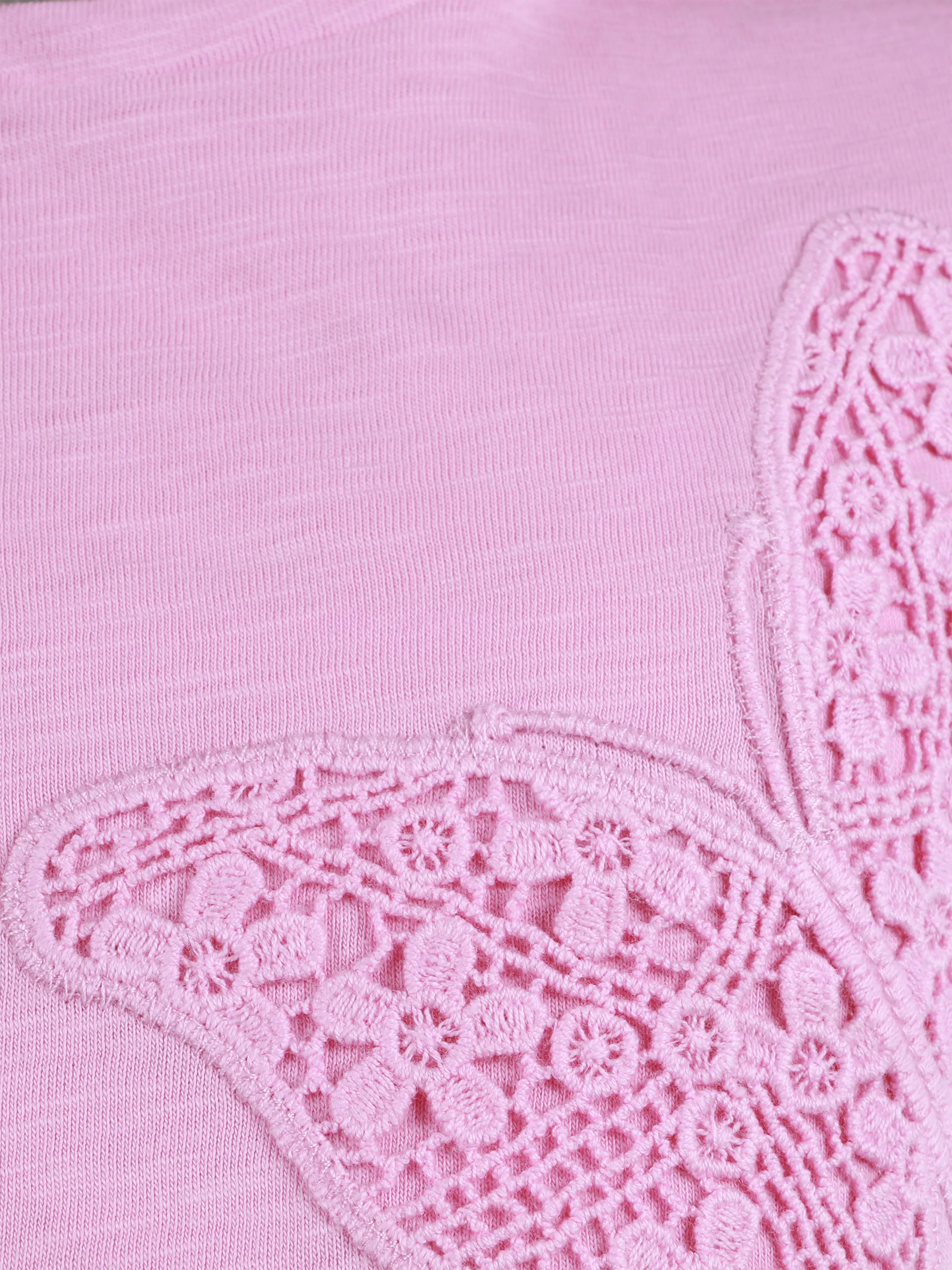 Bubble Gum KM T-Shirt mit Schmetterlingshäkelei in rosa Rosa 907414 ROSA 3