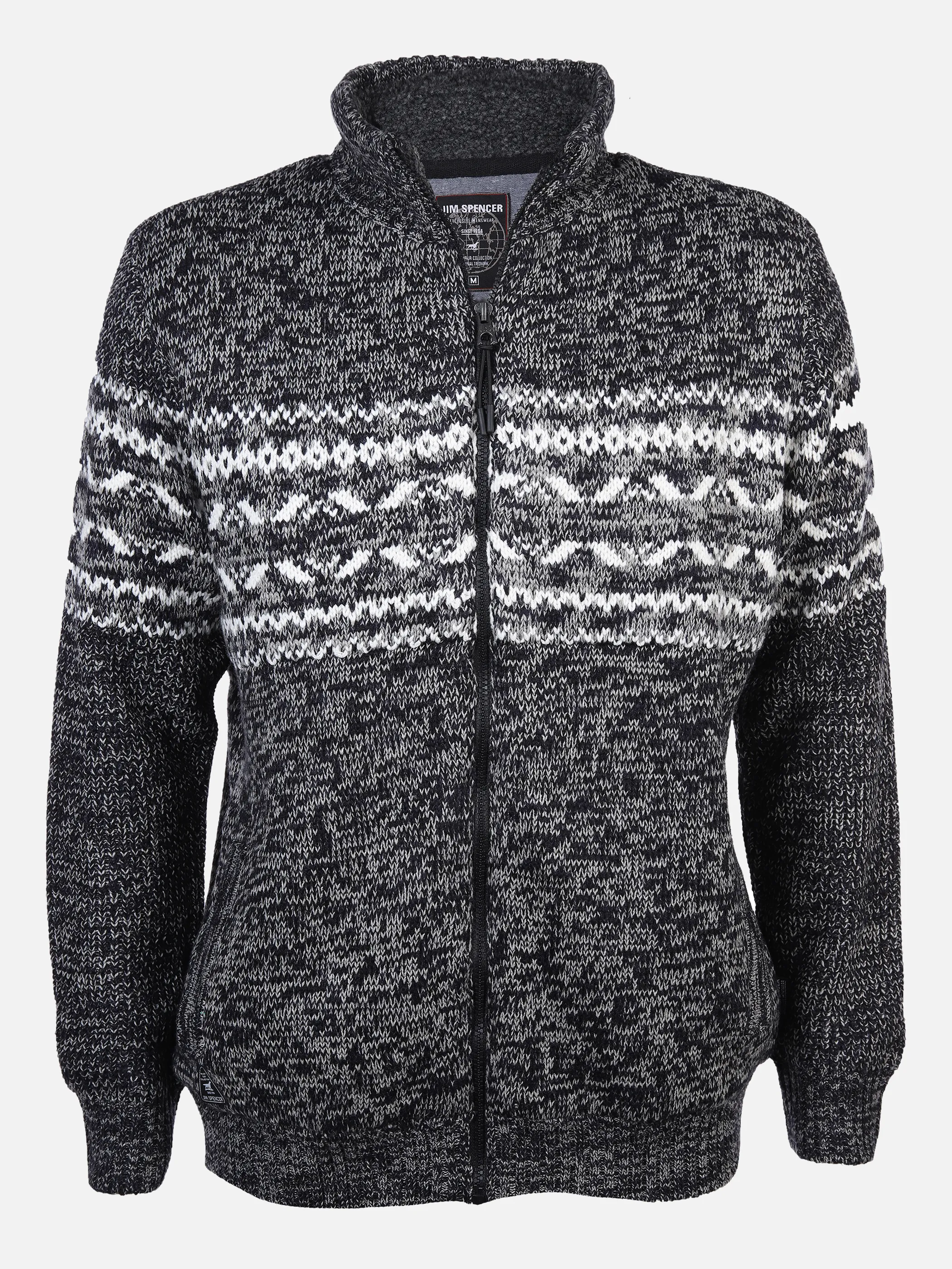 Jim Spencer He. Strickjacke wattiert mel Grau 867037 JACQUARD 1