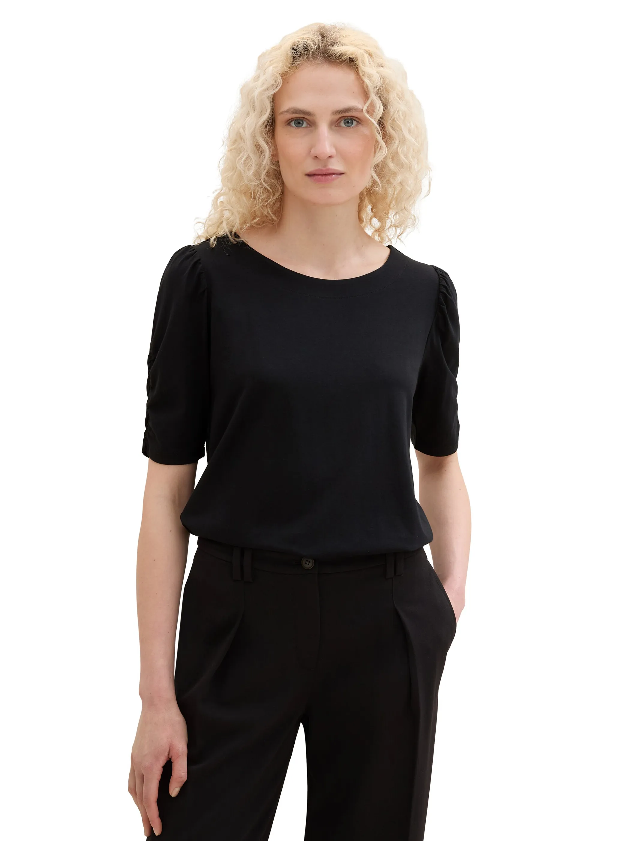 Tom Tailor 1041572 T-shirt gathered sleeve Schwarz 895787 14482 4 Tom Tailor 1041572 T-shirt gathered sleeve Schwarz 895787 14482 4