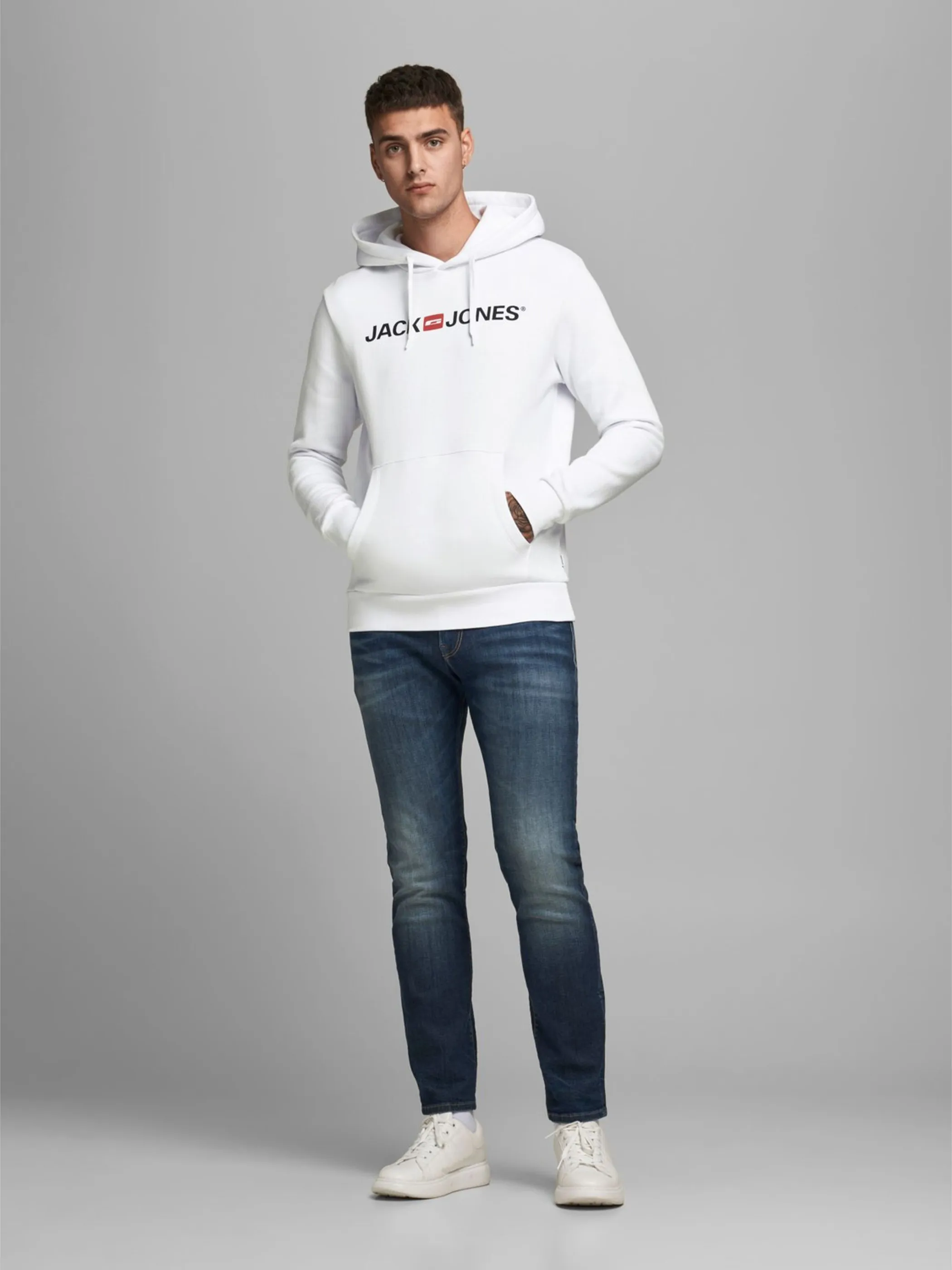 Jack Jones 12137054 JJECORP LOGO SWEAT HO Weiß 805006 178074001 4