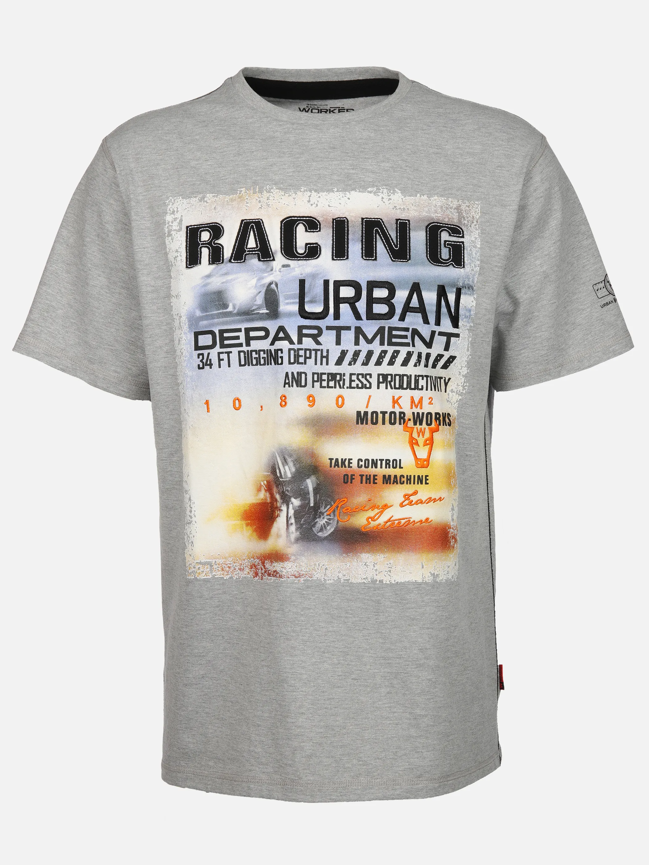 Worker He. T-Shirt 1/2 Arm Racing Grau 908153 GREY MEL 1