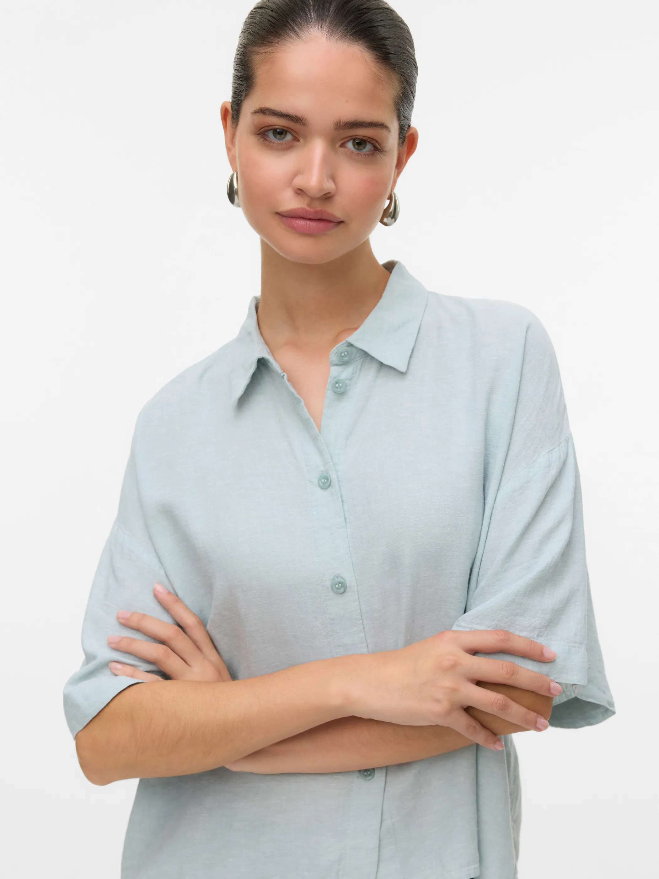 Vero Moda 10306820 VMLINN 2/4 SHORT SHIR Blau 904300 294075007 4