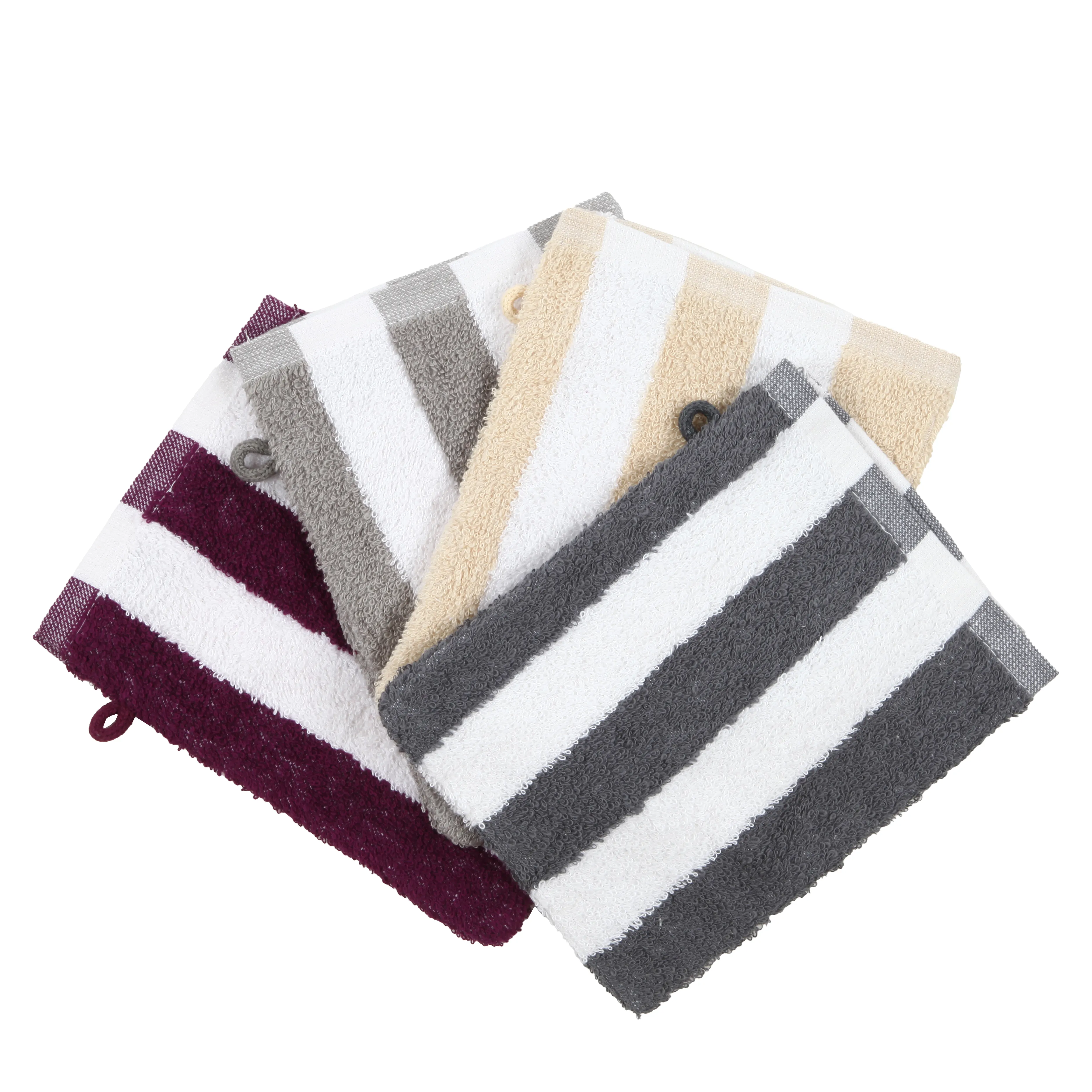 Boule Waschhandschuh gestreift Weiß 886045 CREME 3