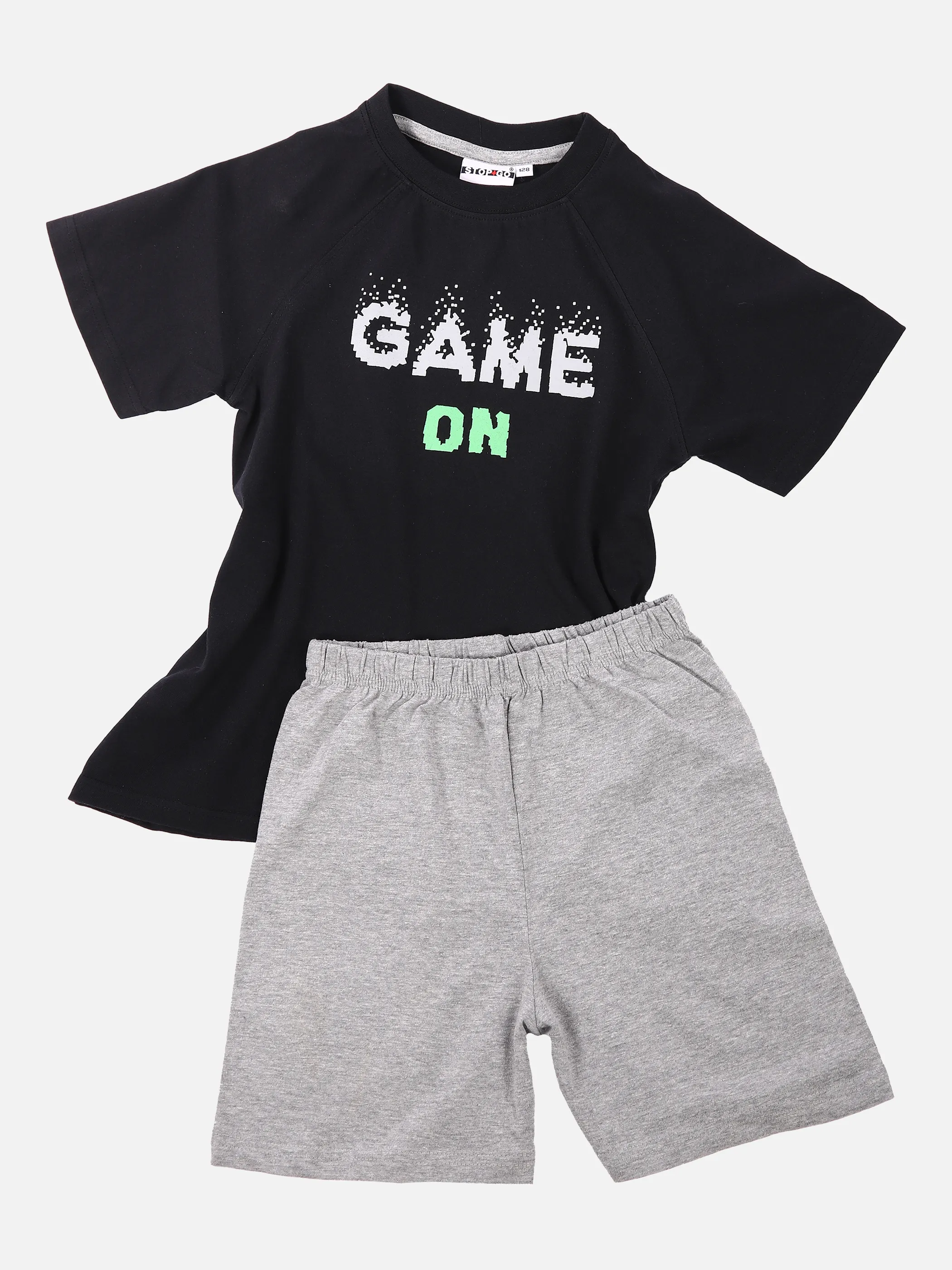 Stop + Go Kn. Pyjama Game One Shirt Schwarz 851057 BLACK/WHIT 1