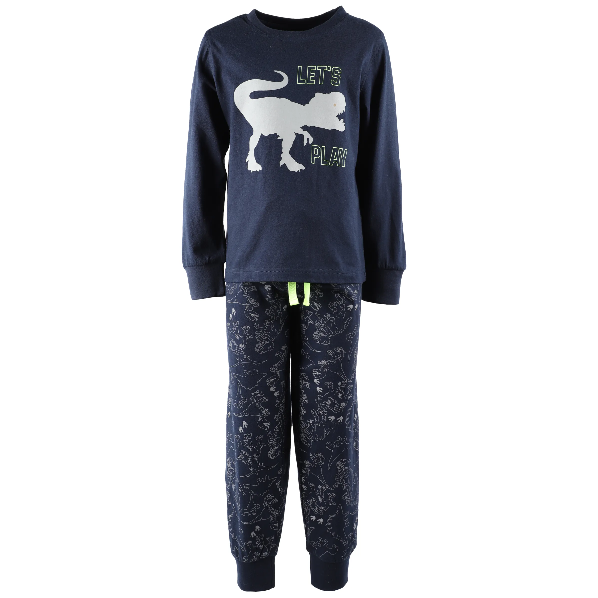 Stop + Go KJ Pyjama Dino lang Hose AOP Blau 881325 NAVY 1