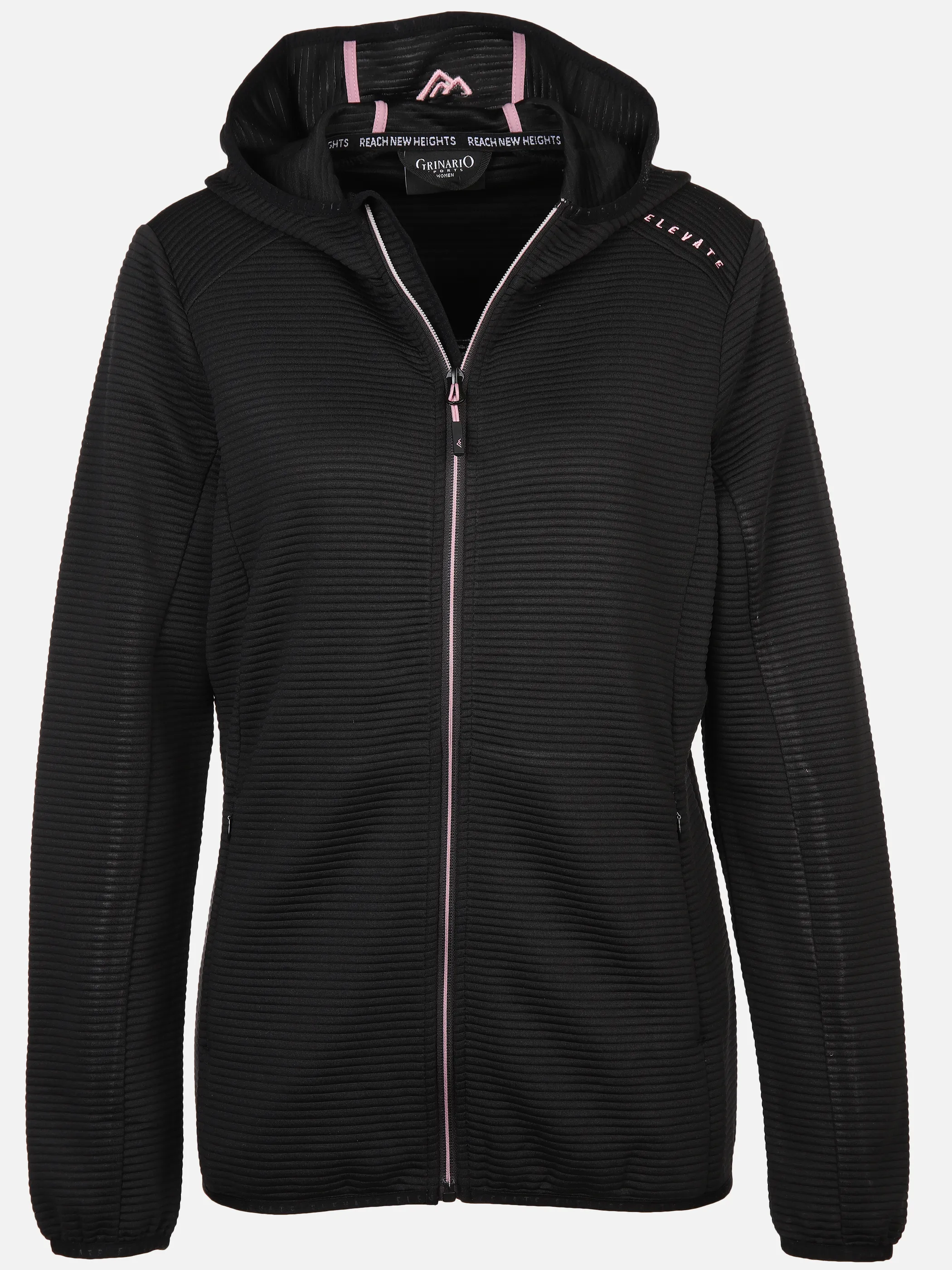 Grinario Sports Damen Jacke Hooded ZIP Schwarz 888158 BLACK 1