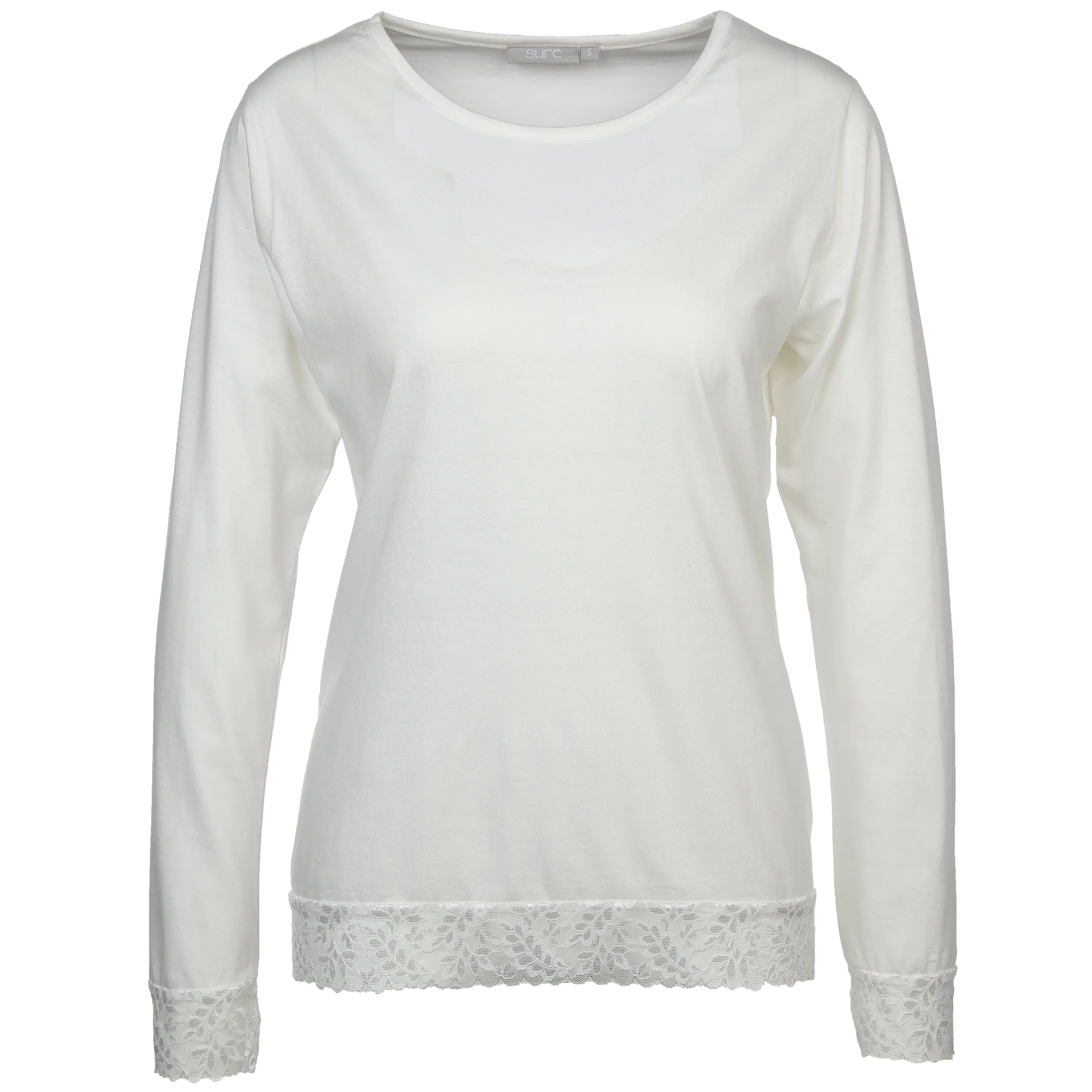Sure Da. Schlafshirt 1/1 Arm mit Sp Weiß 880860 ECRU 1