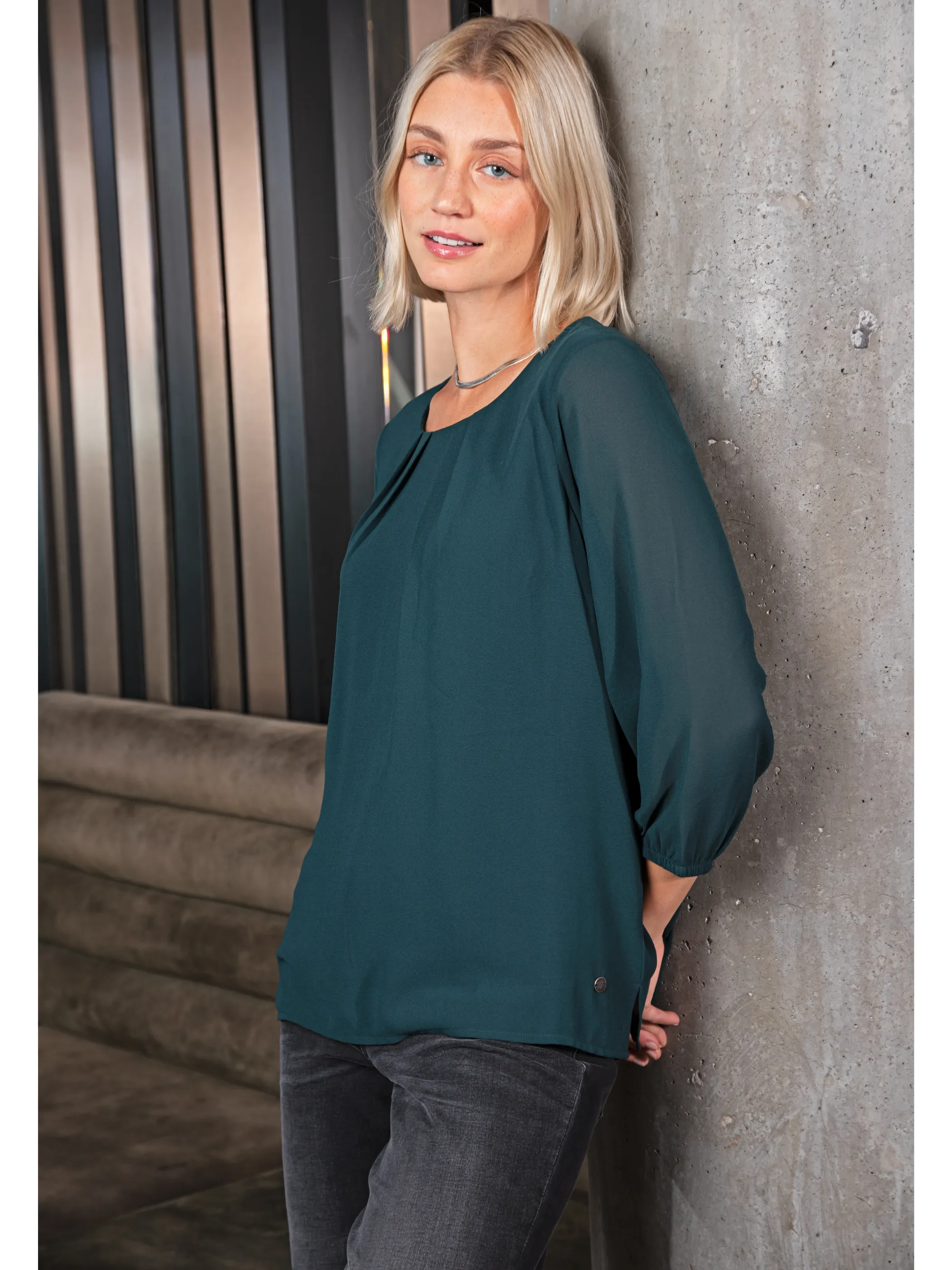 Sure Da-Chiffonbluse m. 3/4 Arm Grün 882846 TANNE 4