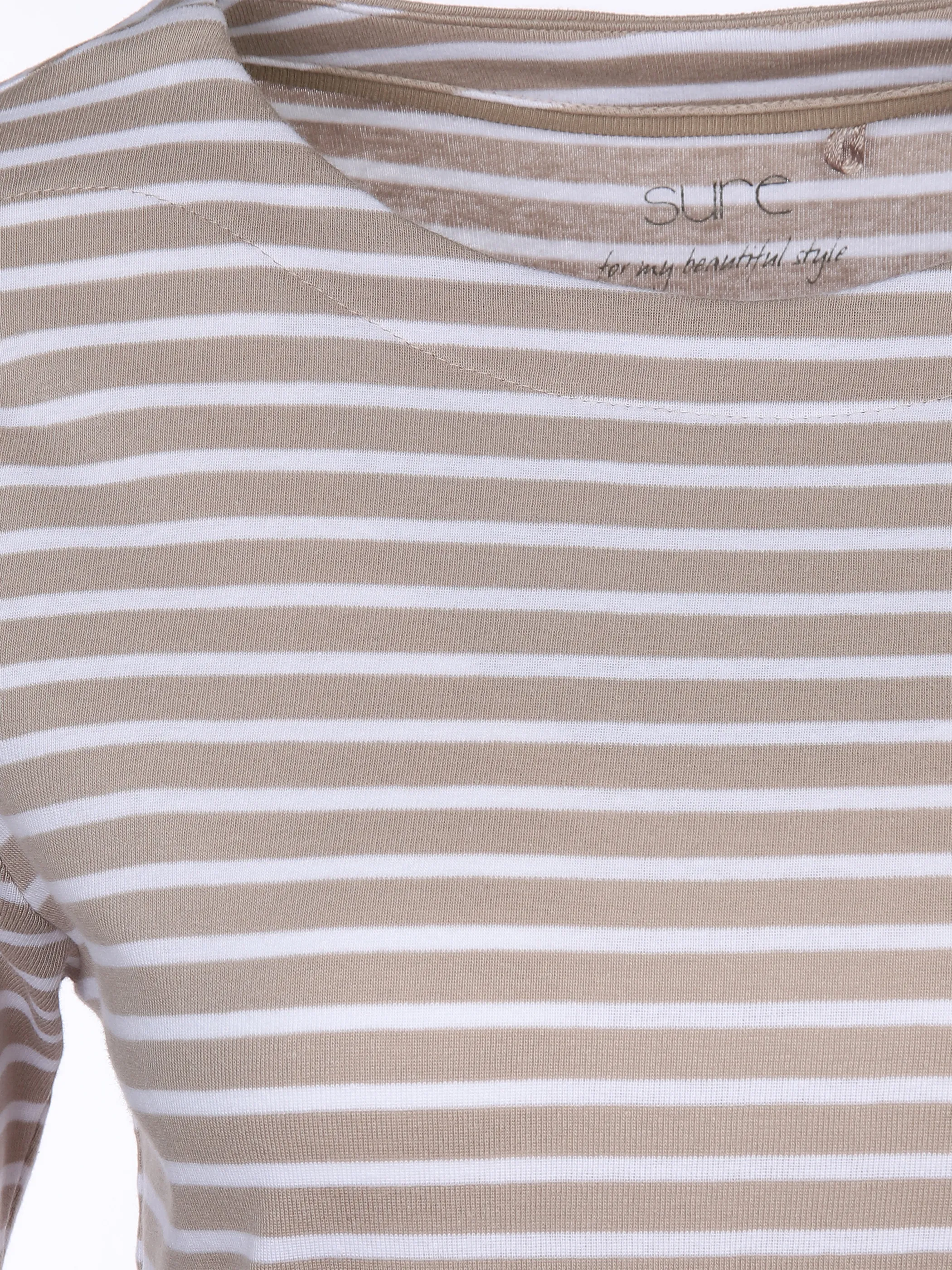 Sure Da-Ringelshirt m. 3/4 Arm Braun 872580 BEIGE/WHIT 3 Sure Da-Ringelshirt m. 3/4 Arm Braun 872580 BEIGE/WHIT 3