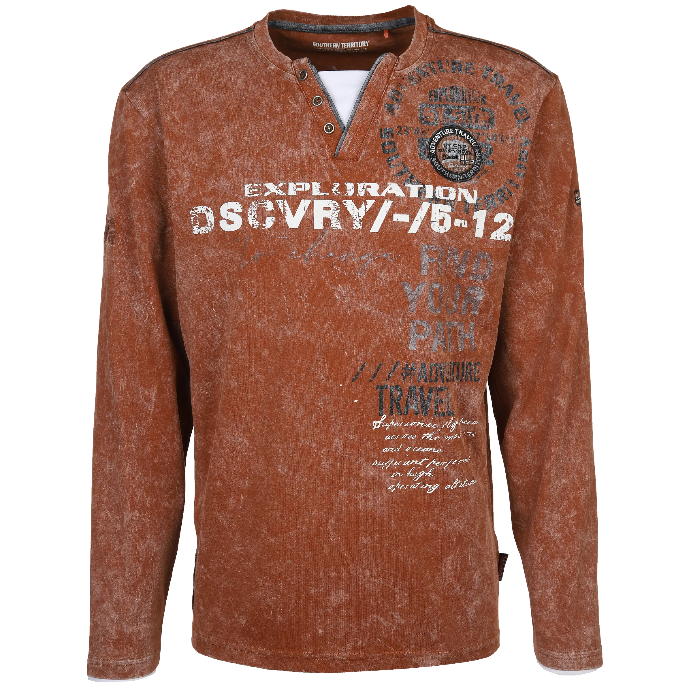 Southern Territory He. Henleyshirt 1/1 Arm 2in1 Braun 884590 BROWN 1 Southern Territory He. Henleyshirt 1/1 Arm 2in1 Braun 884590 BROWN 1