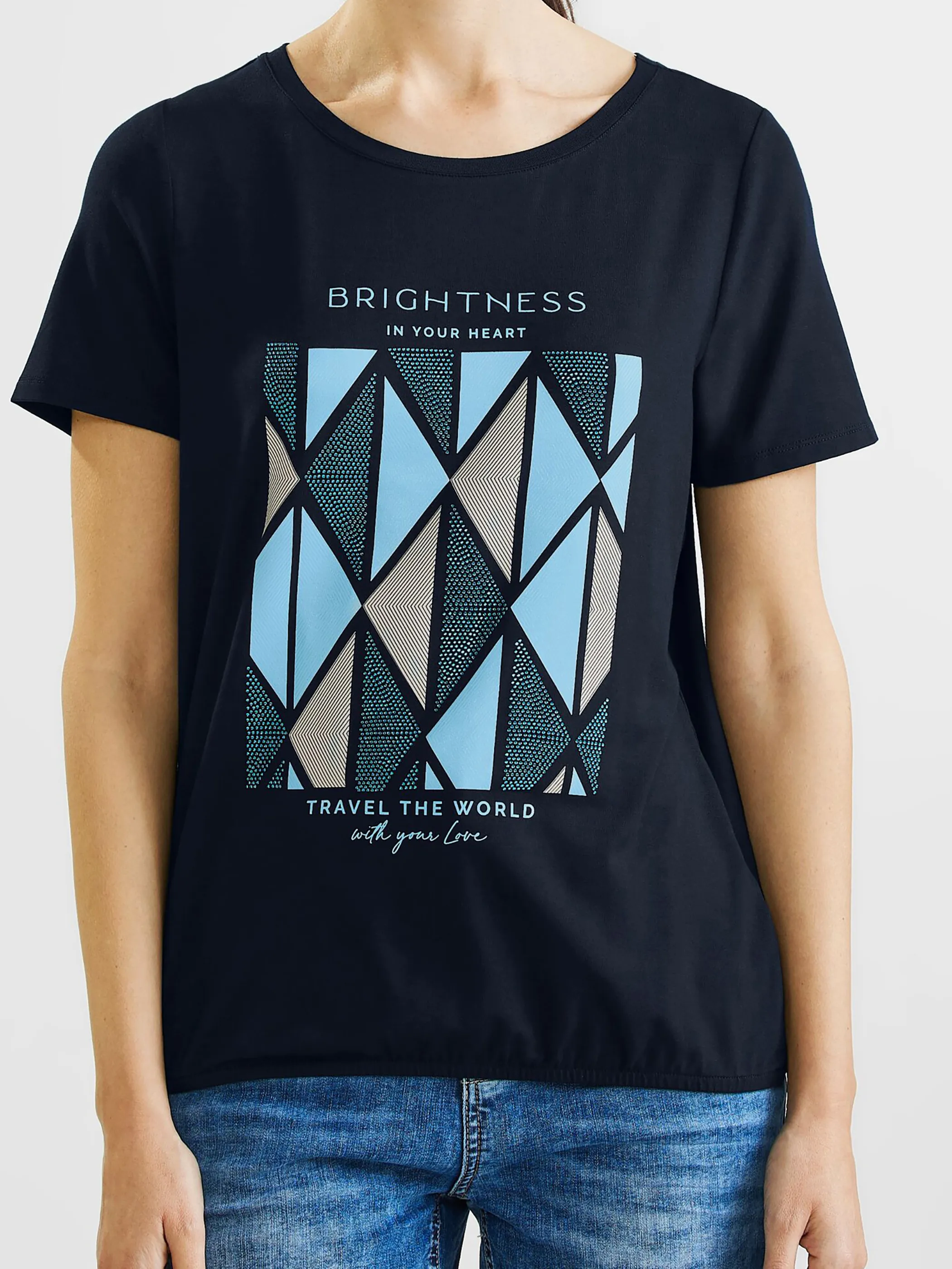 Street One A319438 glitter rhombus partprint shirt Blau 880843 31238 4