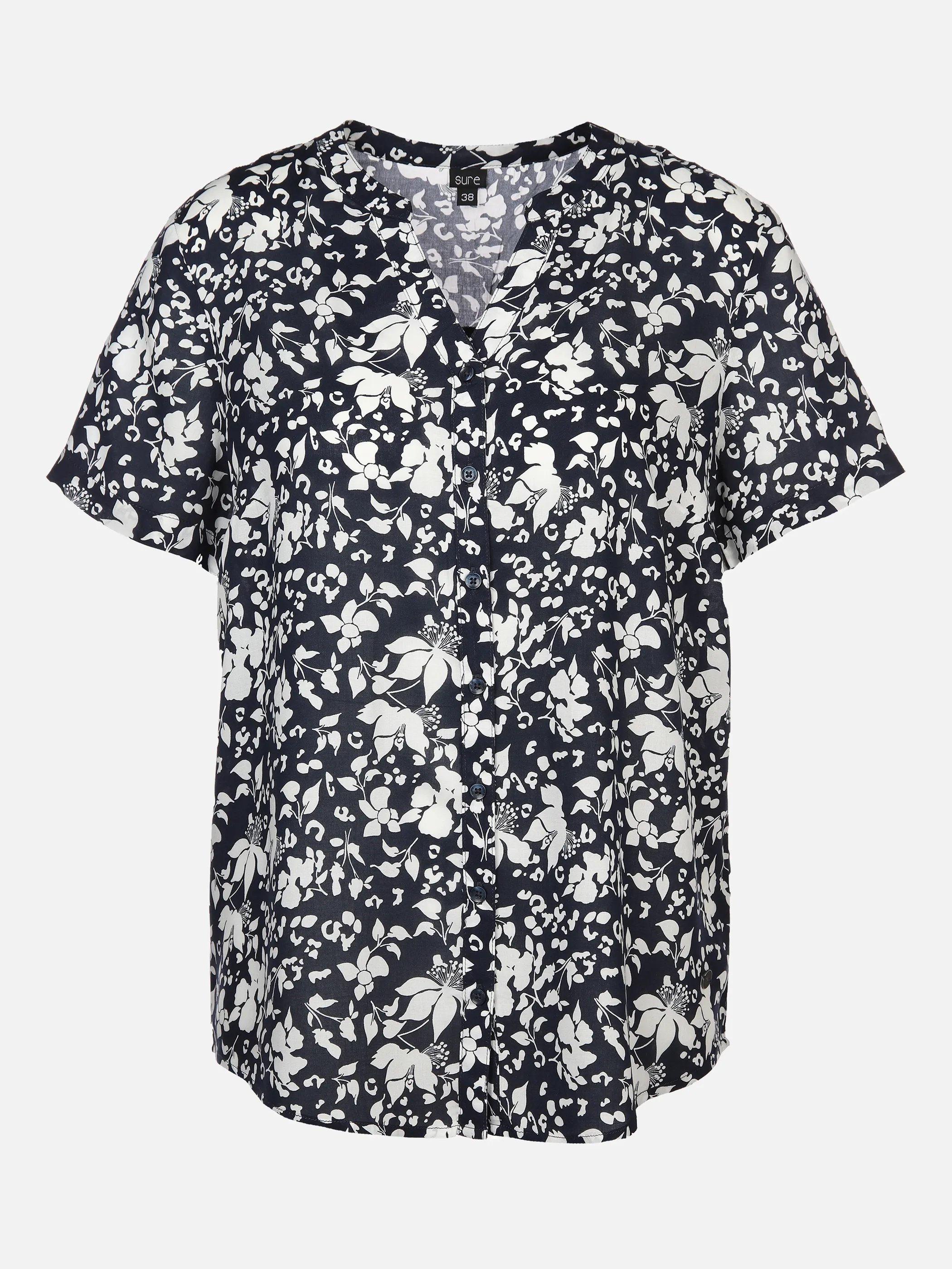 Sure Da-Halbarm Bluse m. Alloverpri Marine 876769 NAVY 1 Sure Da-Halbarm Bluse m. Alloverpri Marine 876769 NAVY 1