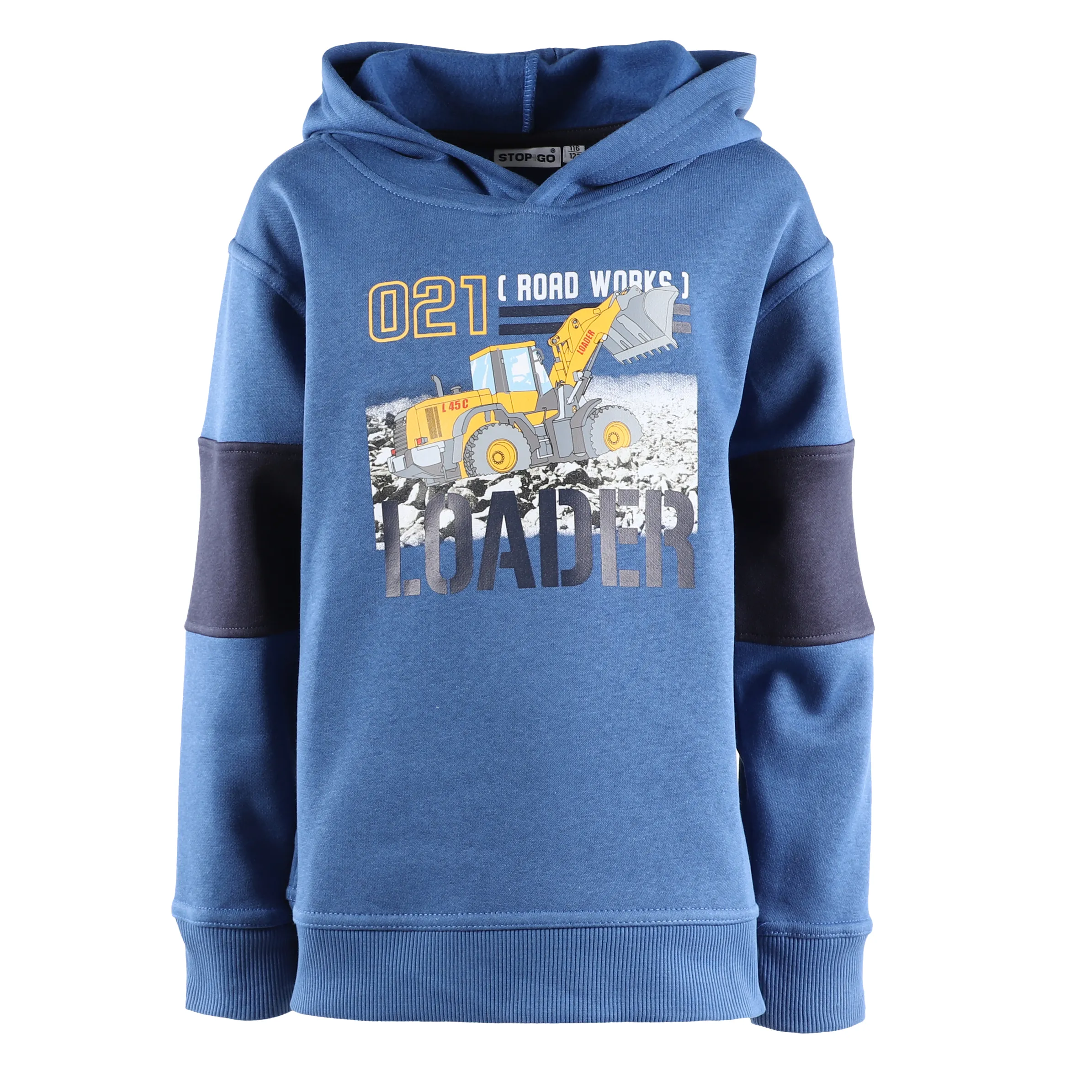 Stop + Go KJ Sweat Hoodie in blau mit Traktor Blau 881627 BLAU 1 Stop + Go KJ Sweat Hoodie in blau mit Traktor Blau 881627 BLAU 1