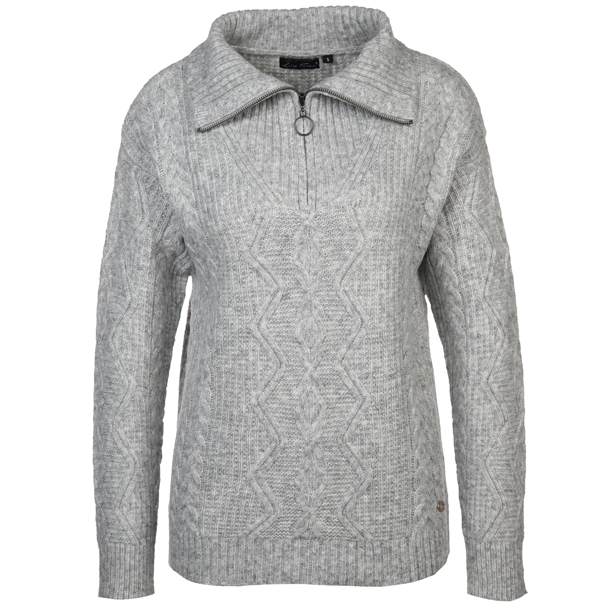Lisa Tossa Da-Strickpullover m. RV Grau 884188 GRAU MEL. 1