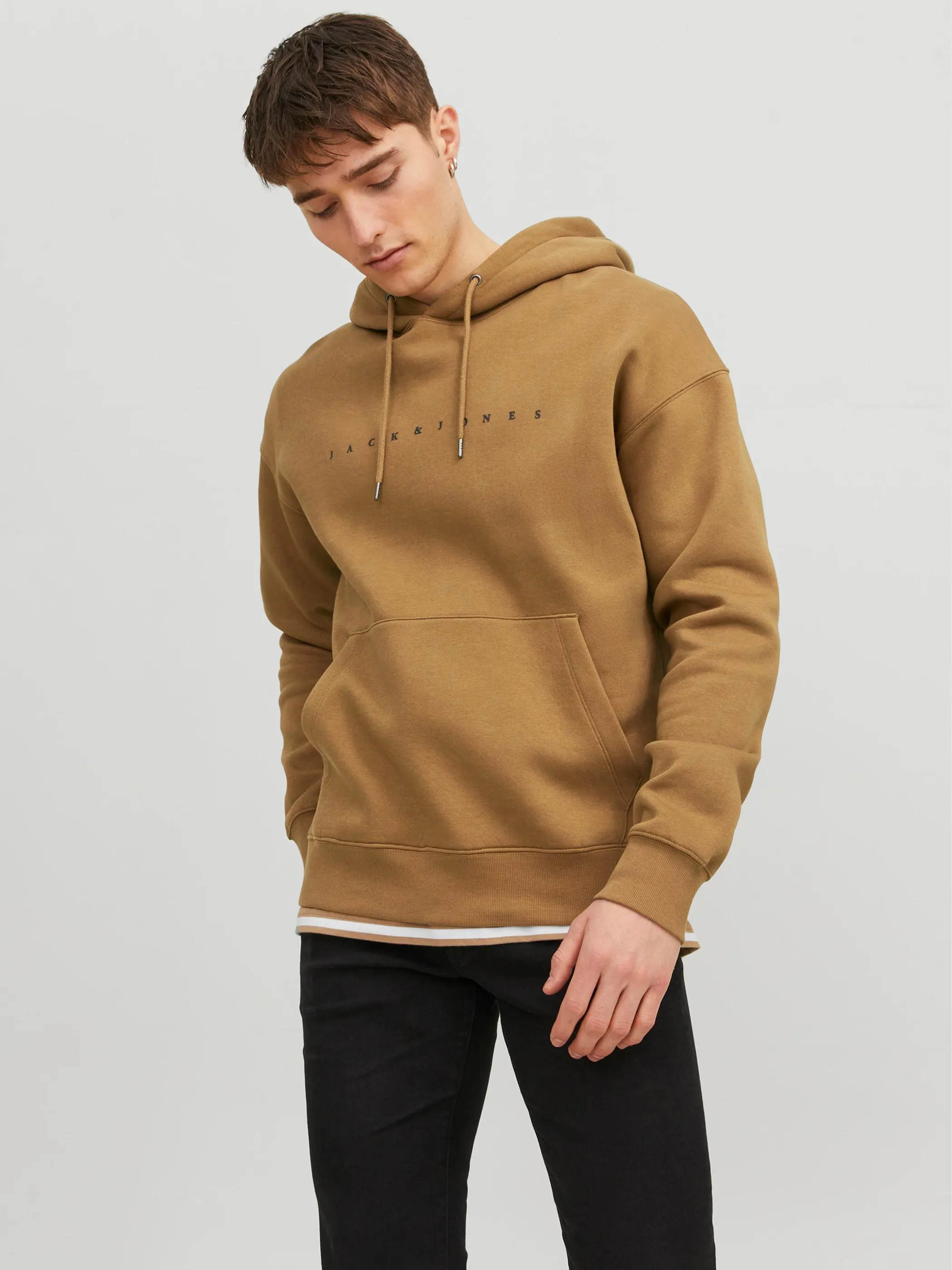 Jack Jones 12233972 JJESTAR JJ SWEAT HOOD Braun 878876 176067 3