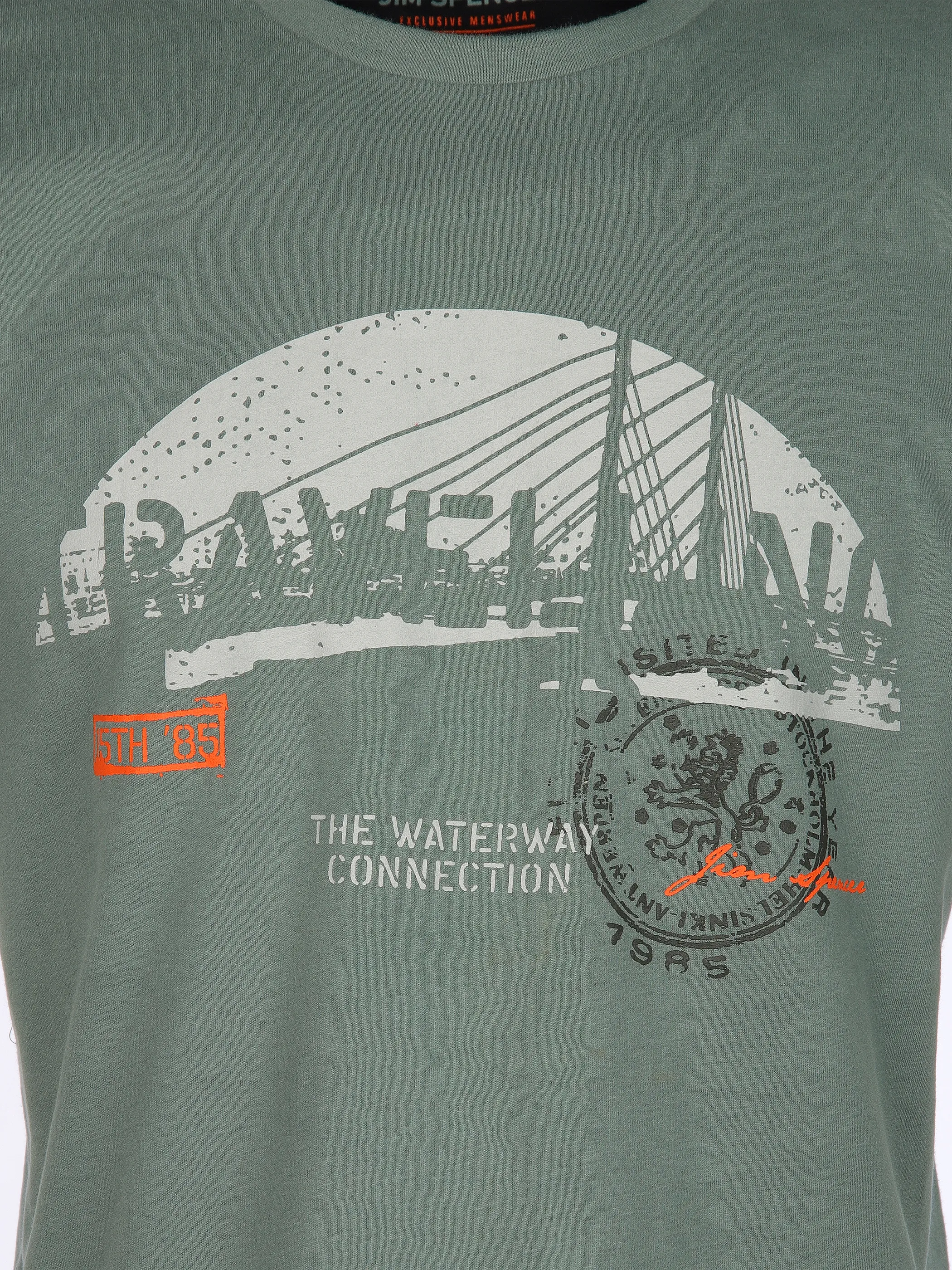 Jim Spencer He. T-Shirt 1/2 Arm Druck Grün 906246 MINT 3 Jim Spencer He. T-Shirt 1/2 Arm Druck Grün 906246 MINT 3
