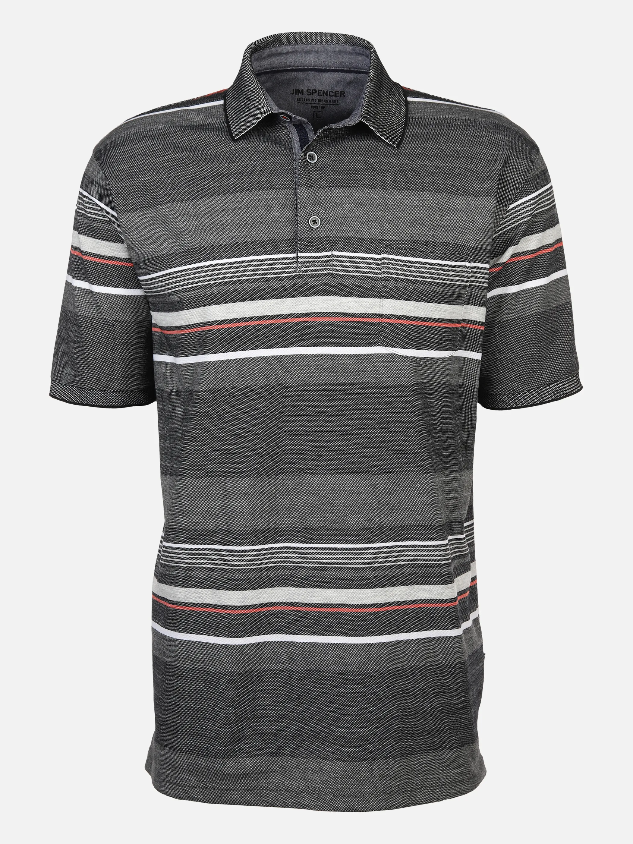 Jim Spencer He. Poloshirt 1/2 Arm Streifen melange Schwarz 881996 BLACK 1 Jim Spencer He. Poloshirt 1/2 Arm Streifen melange Schwarz 881996 BLACK 1