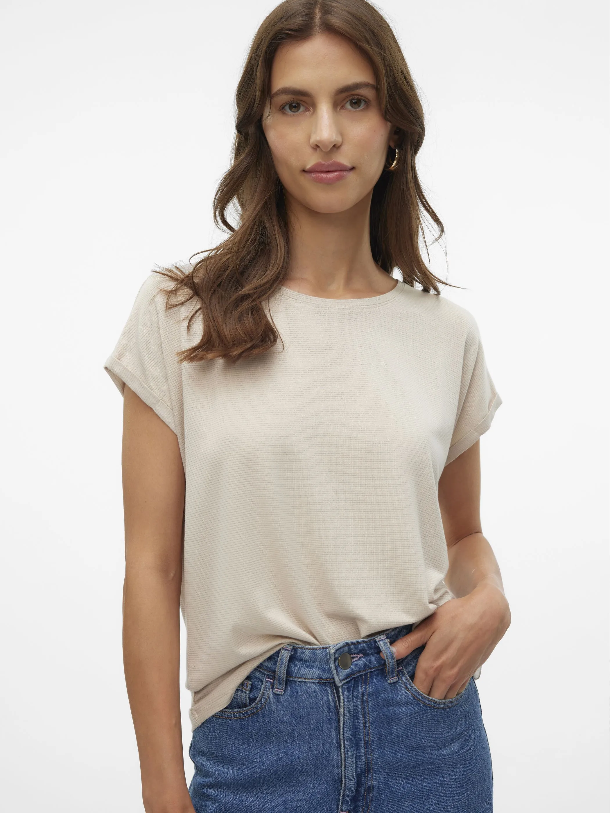 Vero Moda 10250488 VMLAVA PLAIN SS TOP L Weiß 852566 175626003