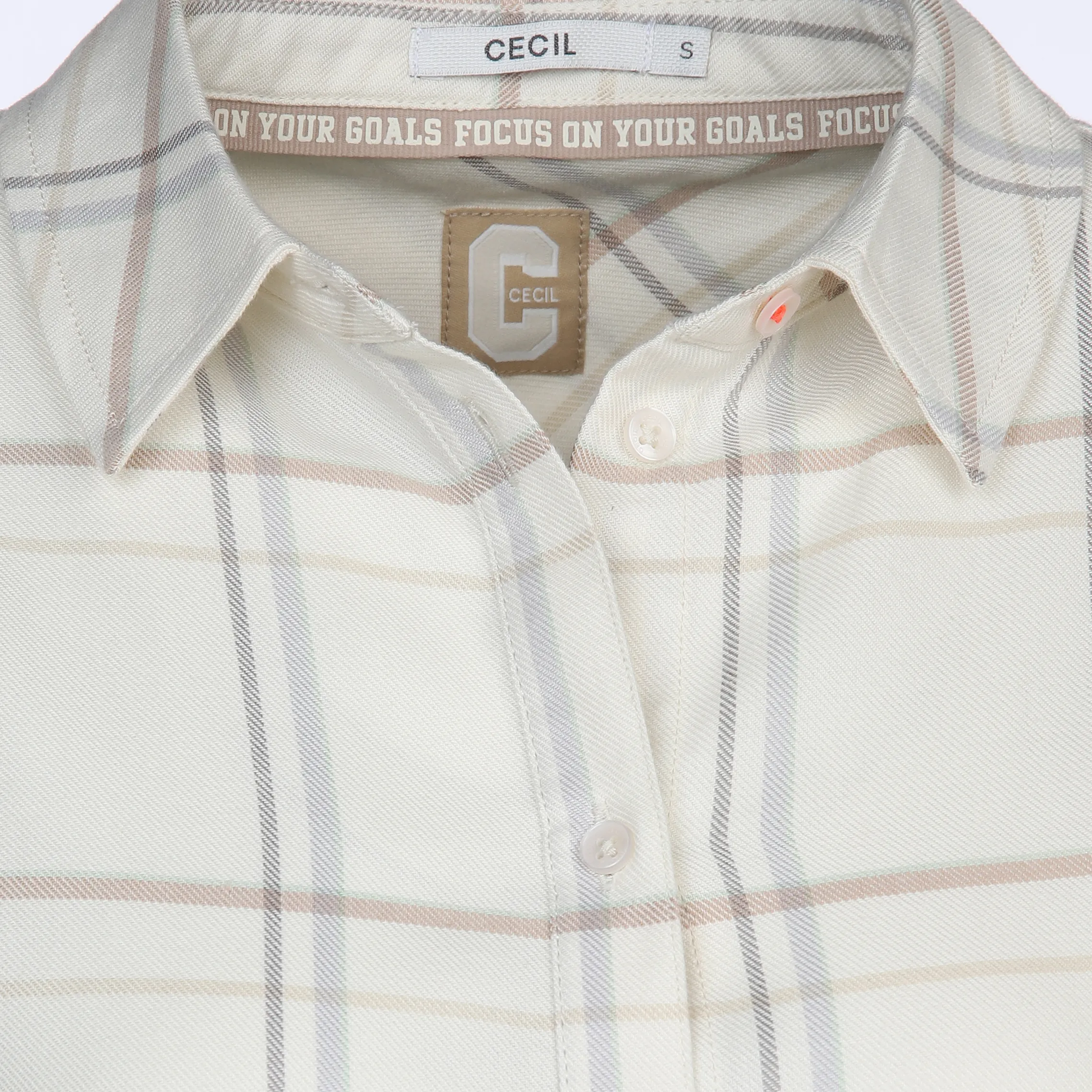 Cecil B344198 TOS Cozy Check Blouse Weiß 888527 33209 3 Cecil B344198 TOS Cozy Check Blouse Weiß 888527 33209 3