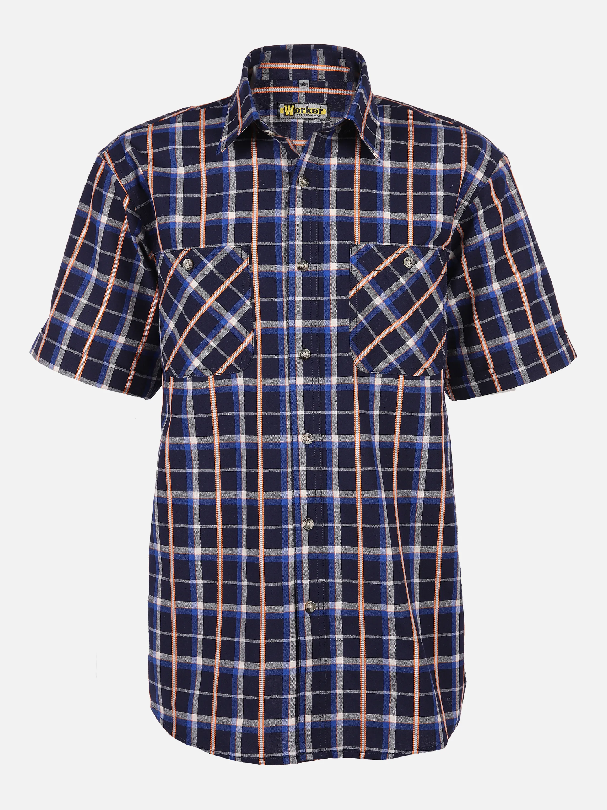 Worker He. Arbeitshemd 1/2 Arm BD Blau 830824 NAVY CHECK 1