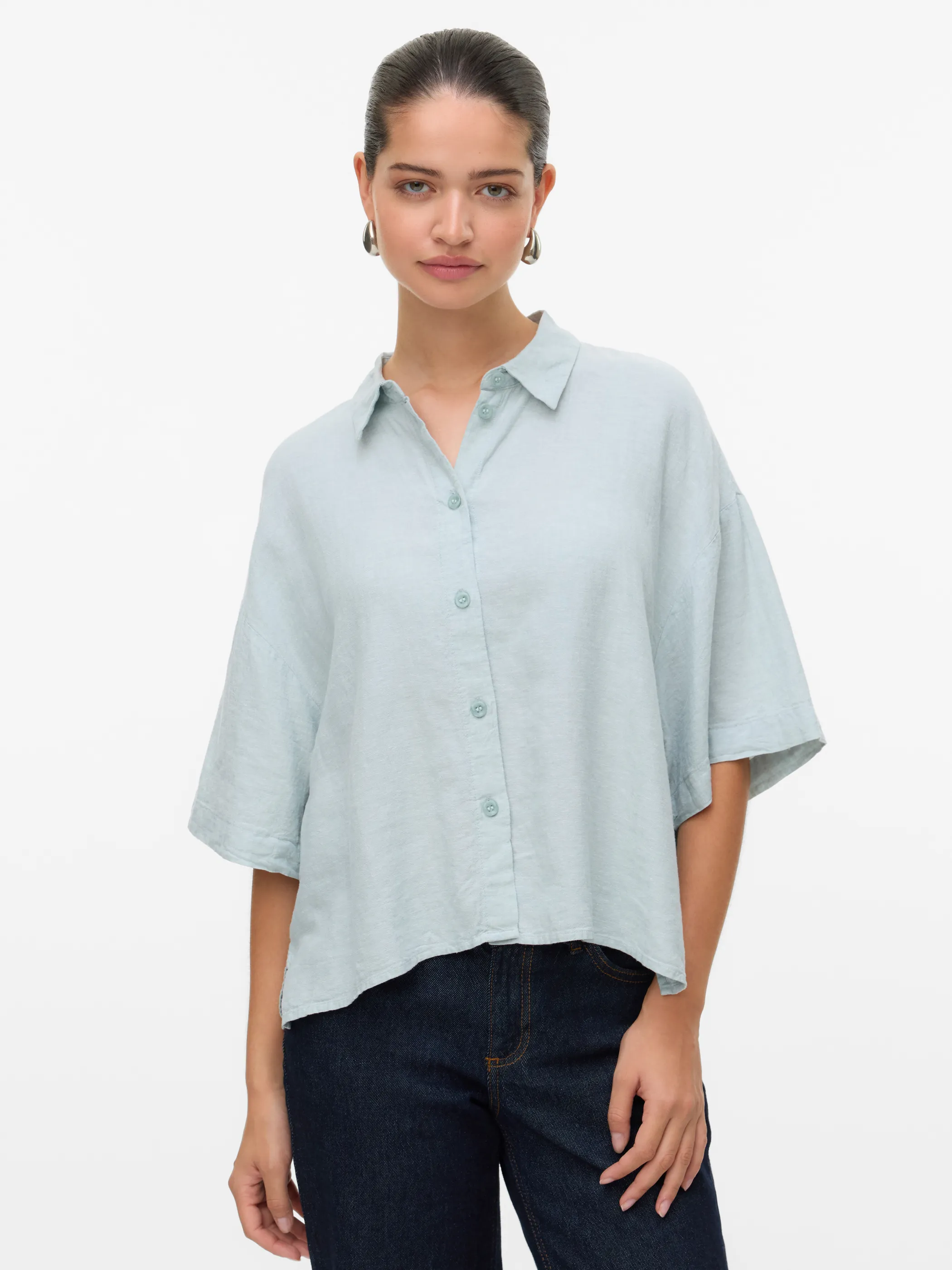 Vero Moda 10306820 VMLINN 2/4 SHORT SHIR Blau 904300 294075007 3