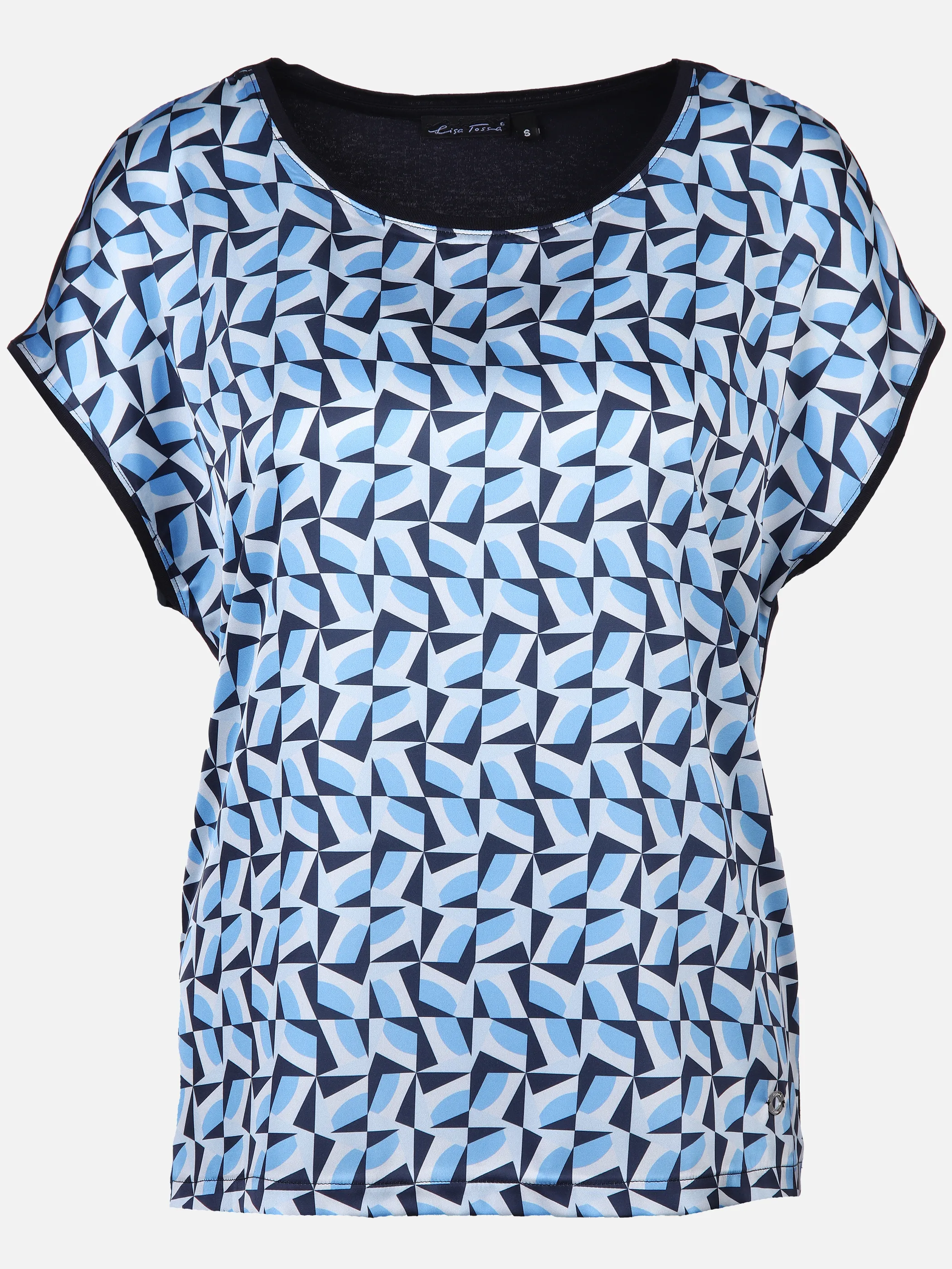 Lisa Tossa Da-Materialmix-Print-Shirt Blau 893334 BLAUMARINE 1