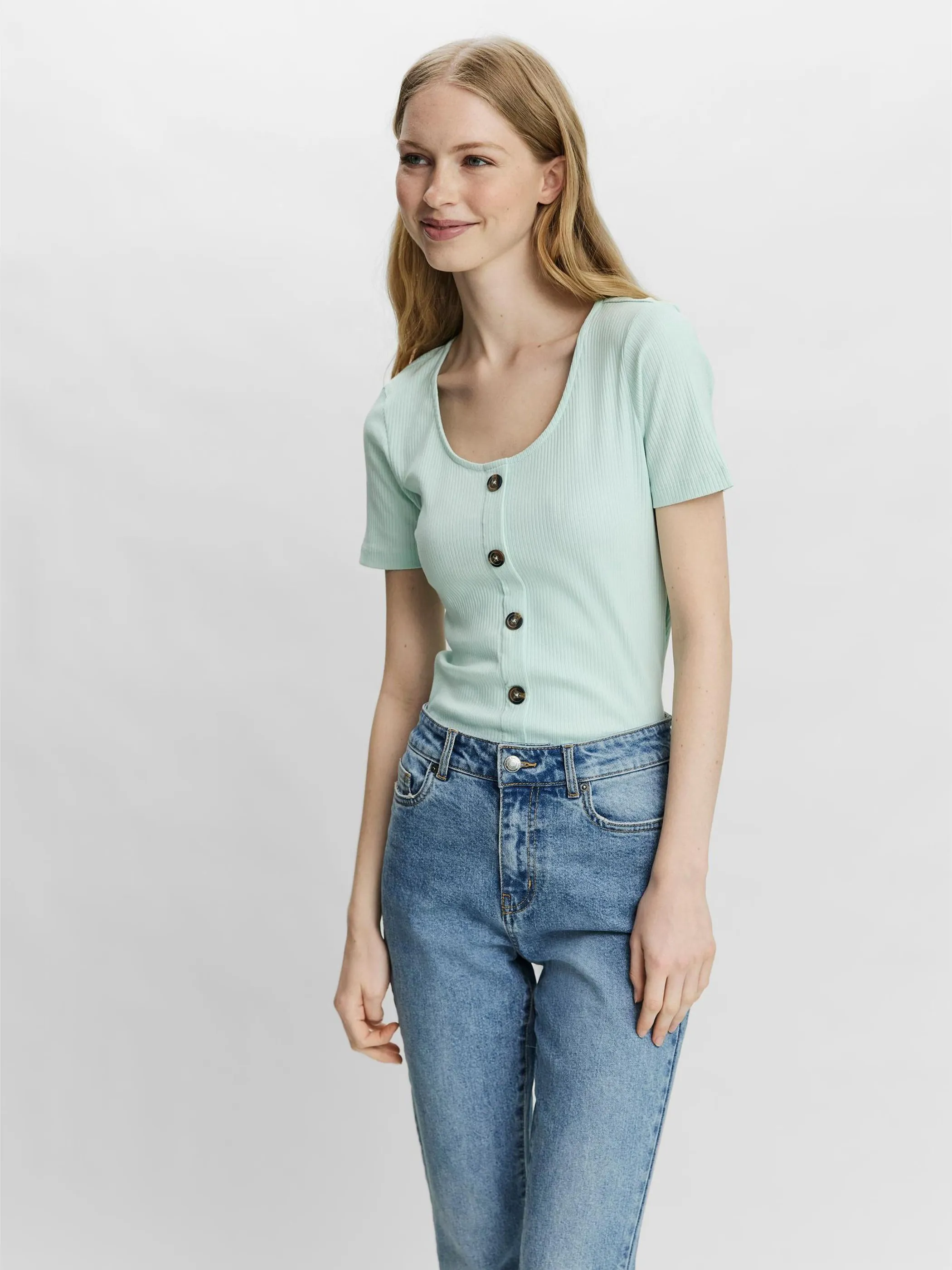 Vero Moda 10230199 VMHELSINKI SS TOP  GA Blau 846463 175610 2