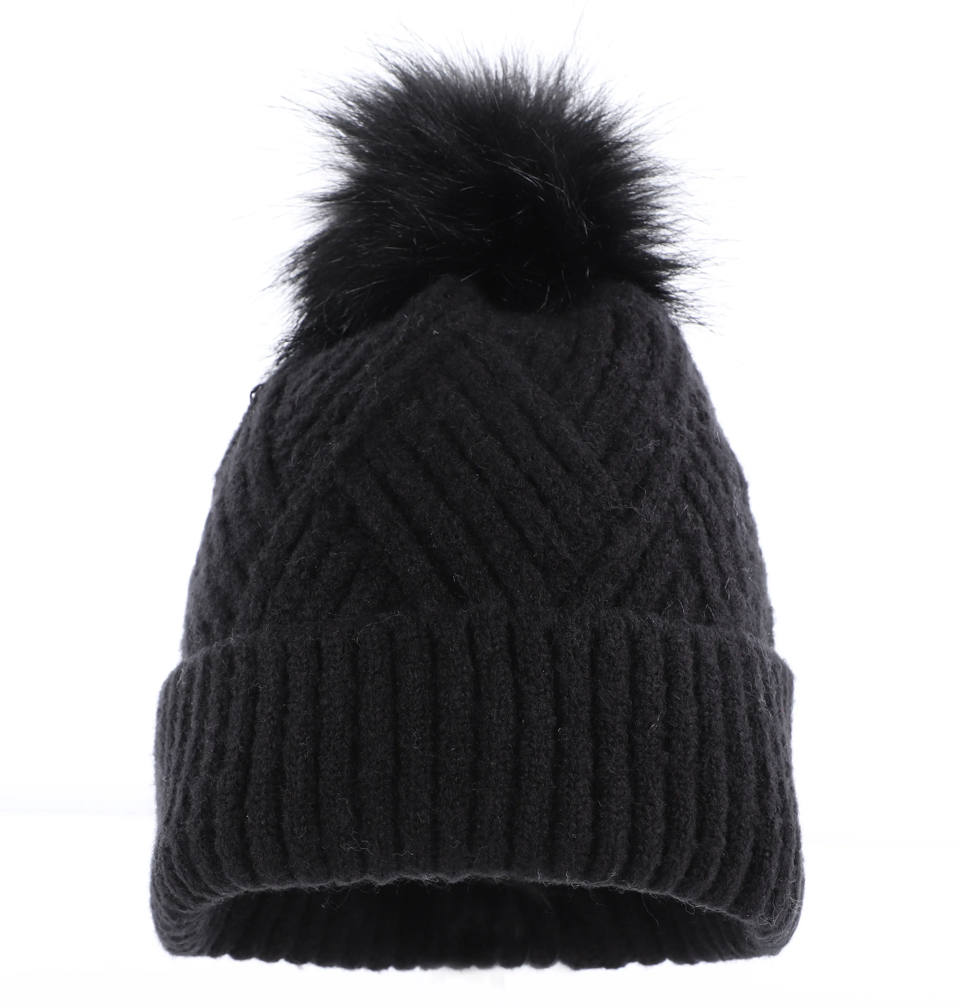 Sure Da-Mütze mit Fake-Fur Bommel Schwarz 867293 SCHWARZ 1