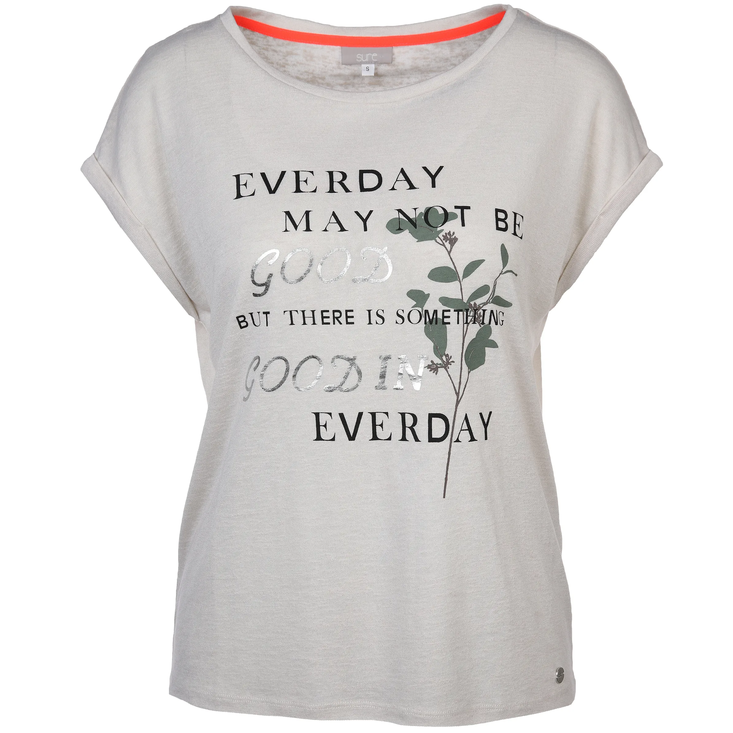 Sure Da-T-Shirt m. Frontprint Beige 879441 SAND 1 Sure Da-T-Shirt m. Frontprint Beige 879441 SAND 1