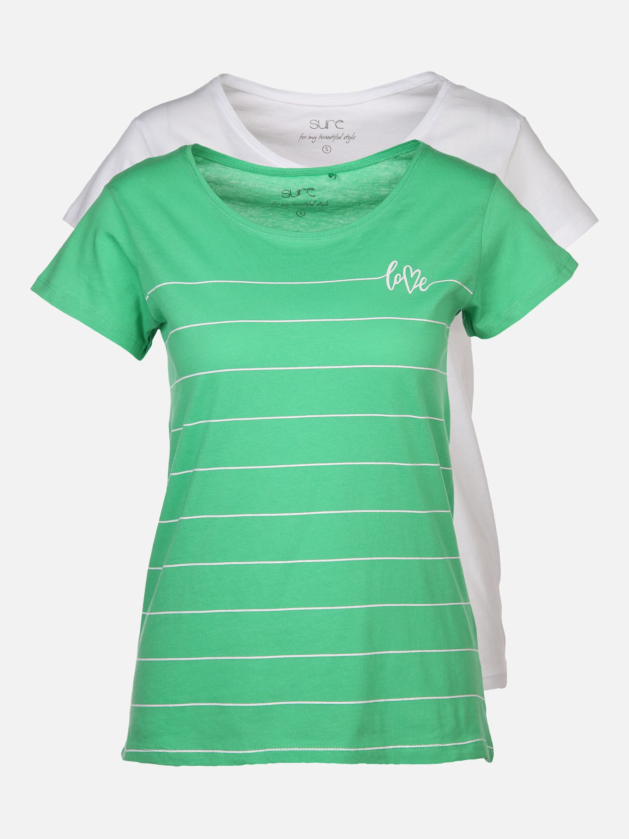 Sure Da-T-Shirts 2er-Pack AOP/Uni Grün 873328 GRÜN/WEIß 1 Sure Da-T-Shirts 2er-Pack AOP/Uni Grün 873328 GRÜN/WEIß 1