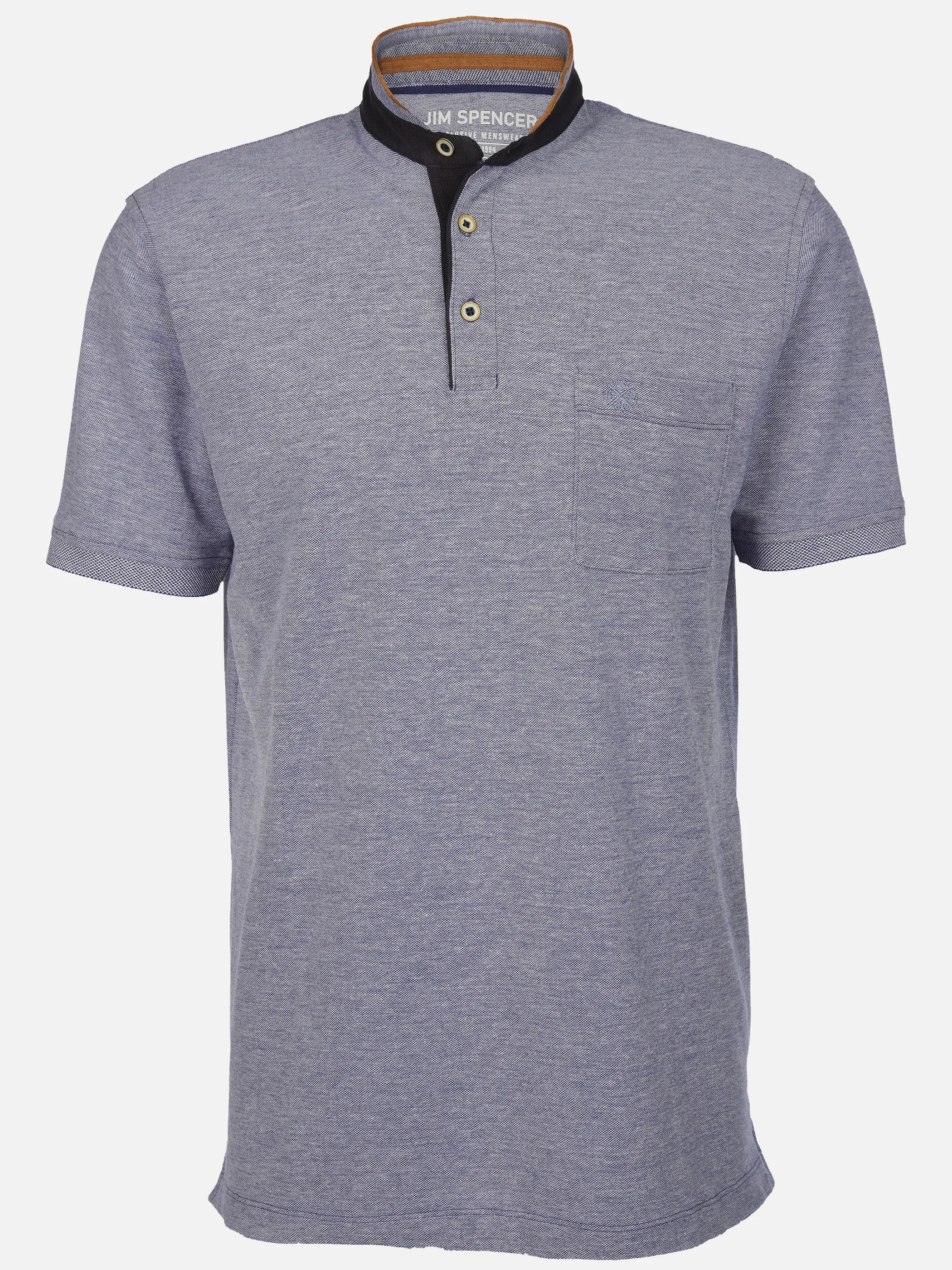 Jim Spencer He. Stehkragenshirt 1/2 Arm twisted Blau 906251 JEANSBLUE 1