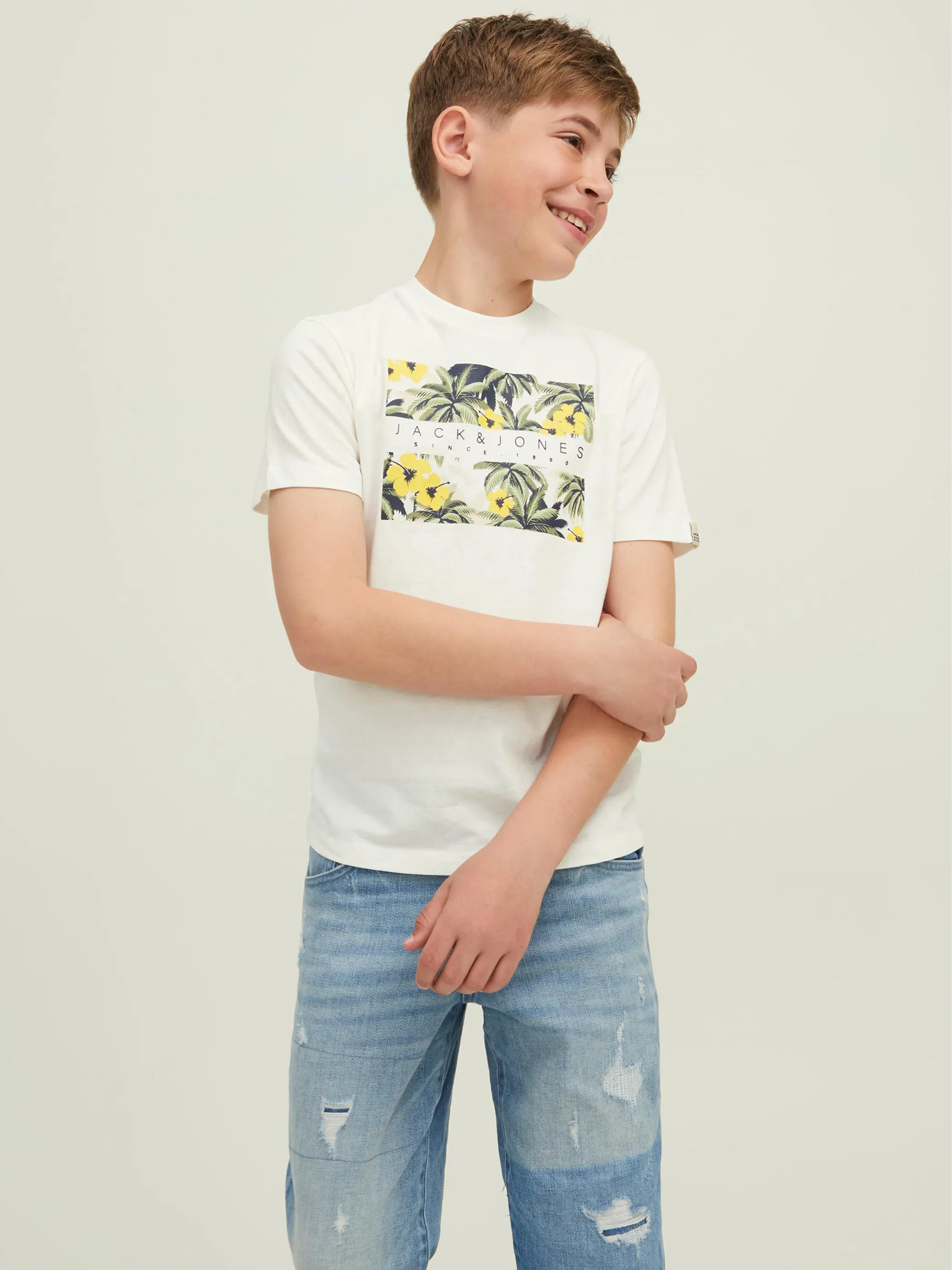 Jack&Jones Junior 12210054 JORVENICE BRANDING TE Weiß 863527 177642 1