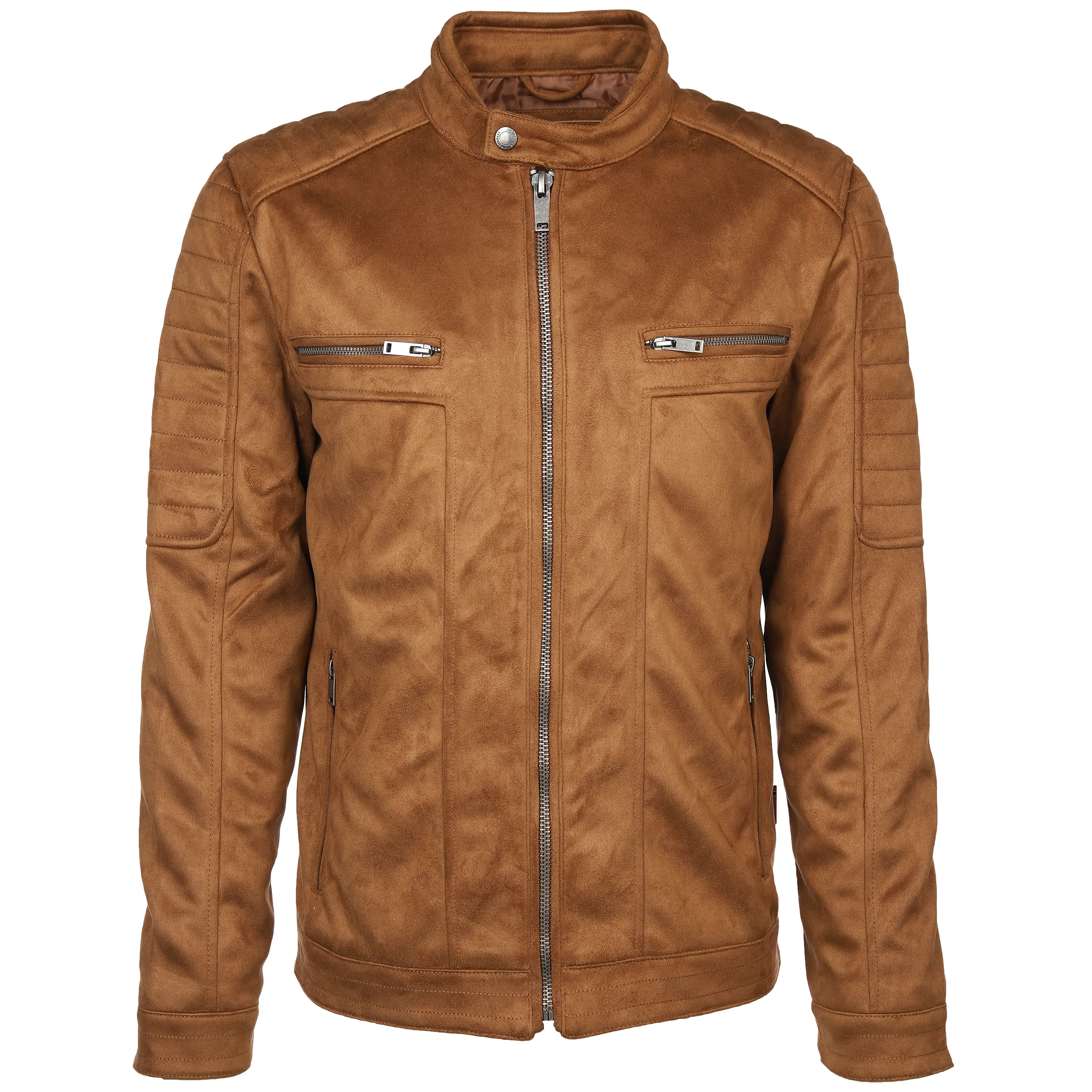 Jim Spencer He. Bikerjacke velour Braun 880521 COGNAC 1