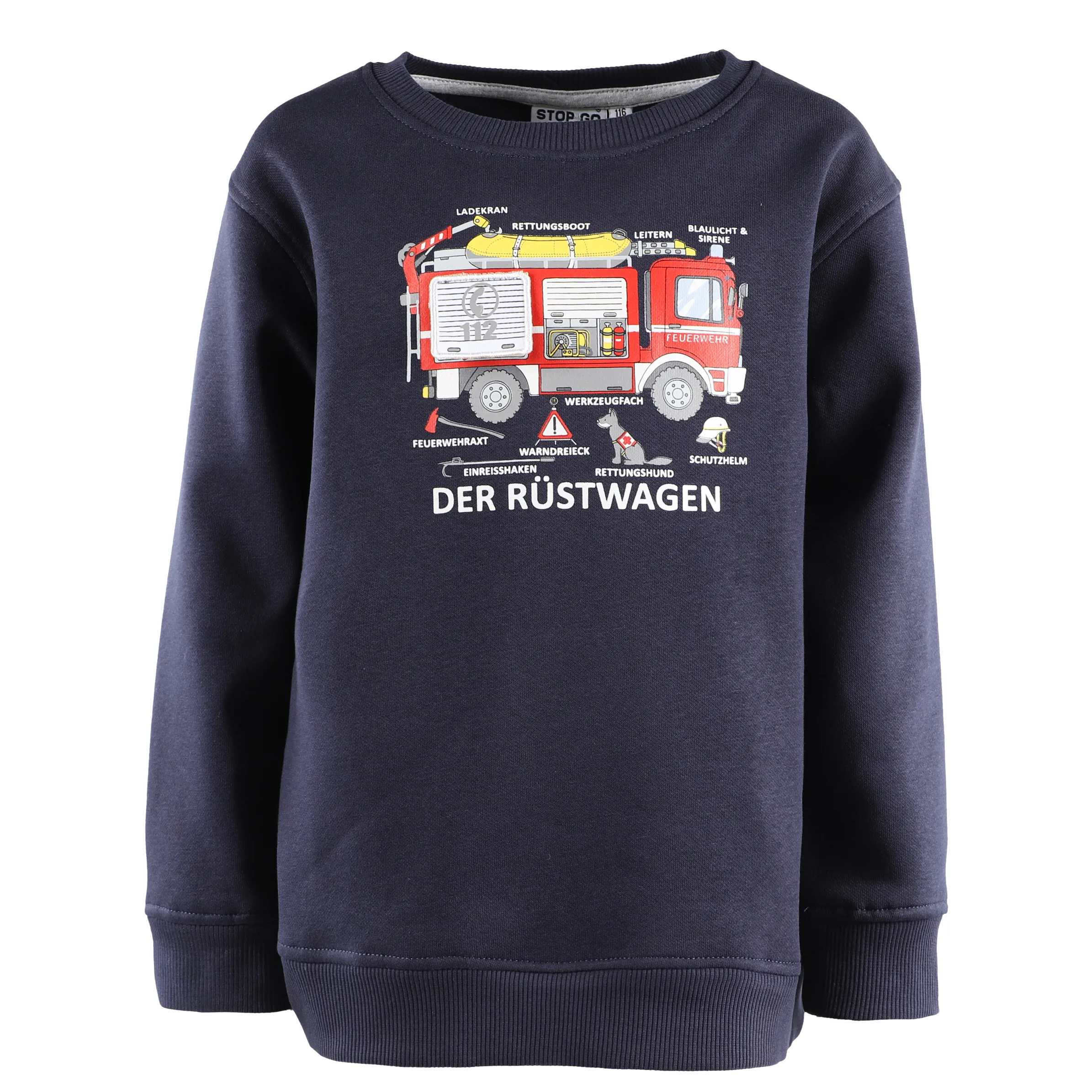 Stop + Go KJ Sweater in navy mit Feuerwehrauto Blau 881565 NAVY 1