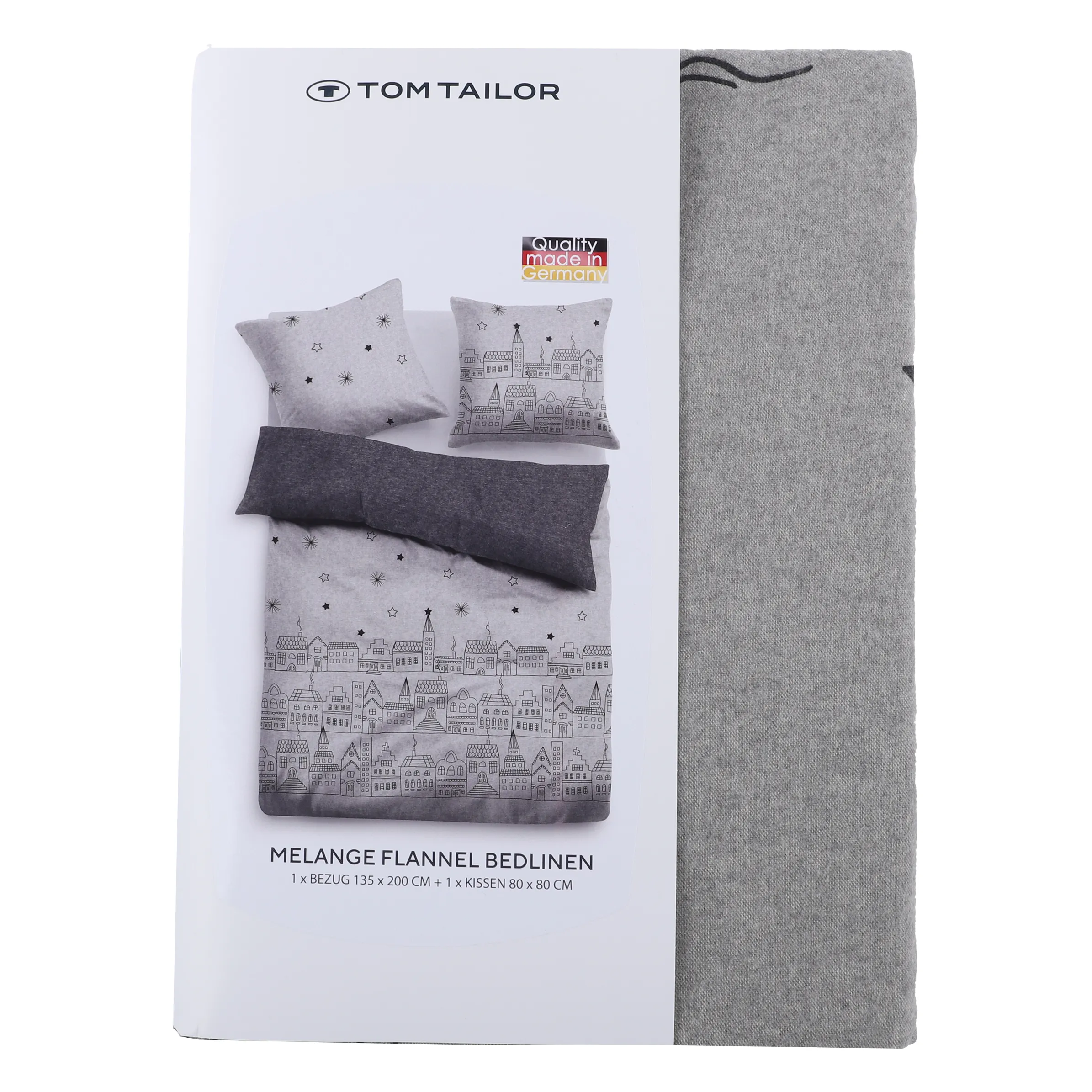 Tom Tailor Flanellbettwäsche Melange Town 135x200 Grau 881591 ANTHRA 2