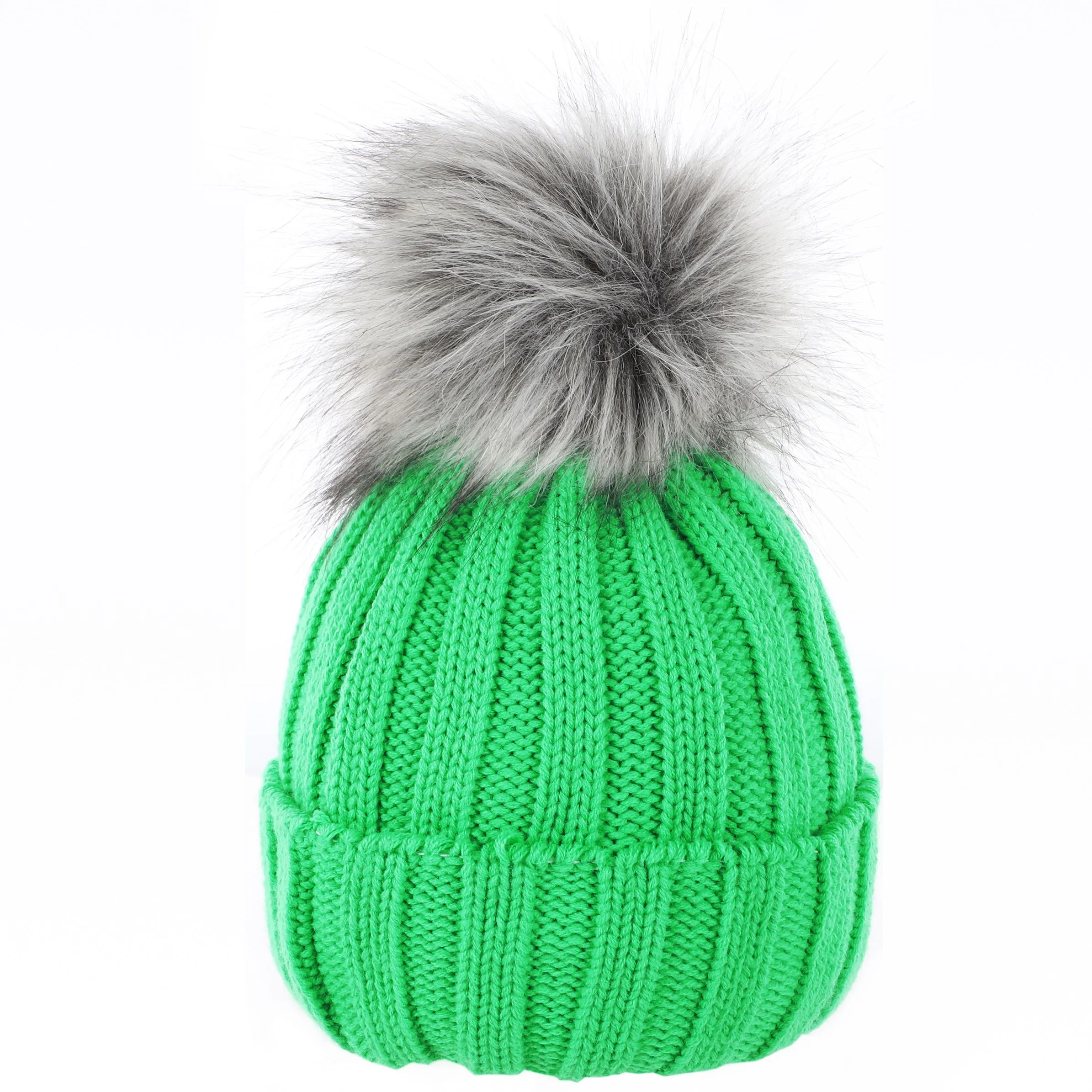 Damen Strickmütze mit Bommel | GREEN | noSize | 883315-green