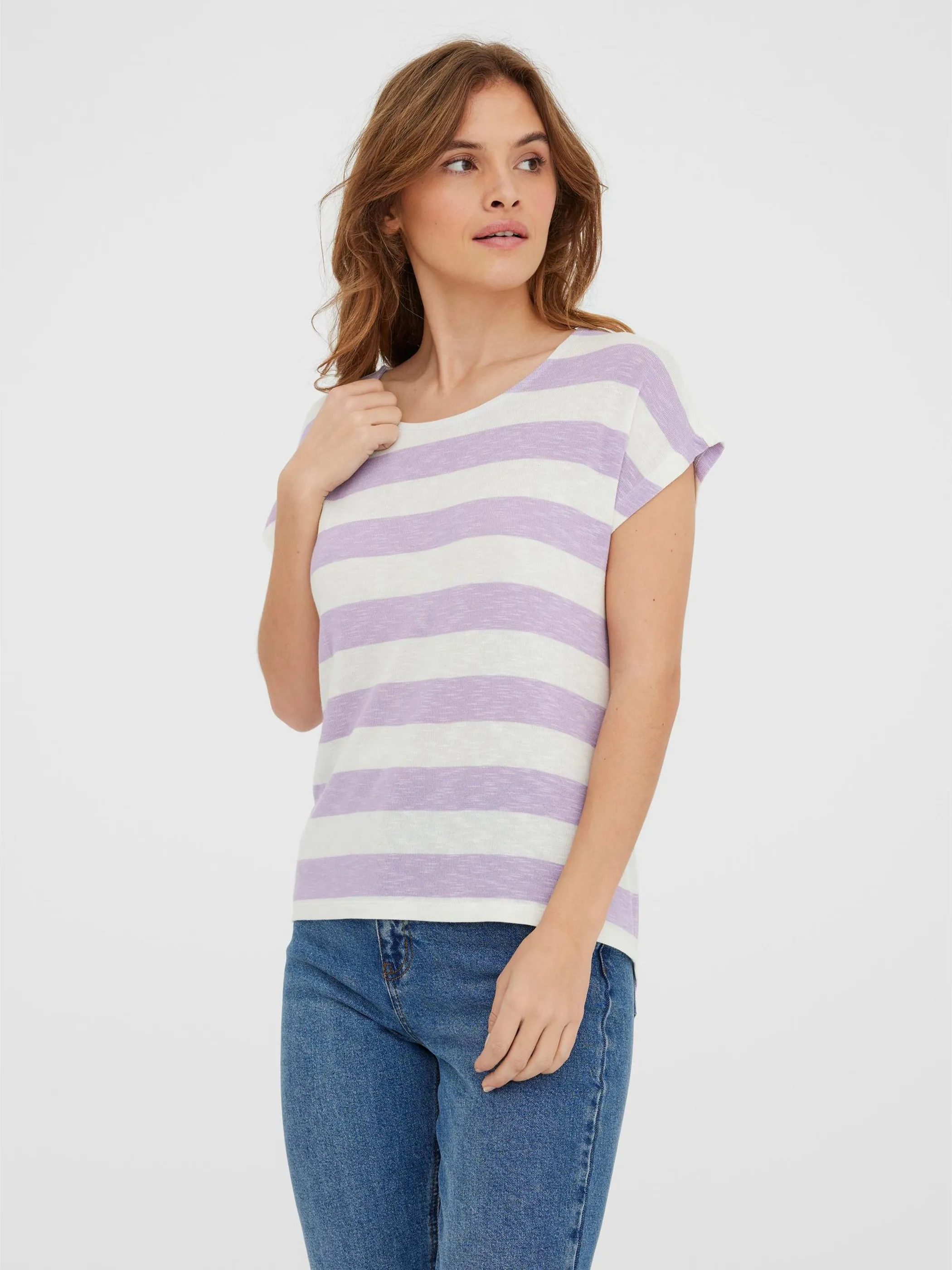 Vero Moda 10190017 VMWIDE STRIPE S/L TOP Lila 829850 228955021 5