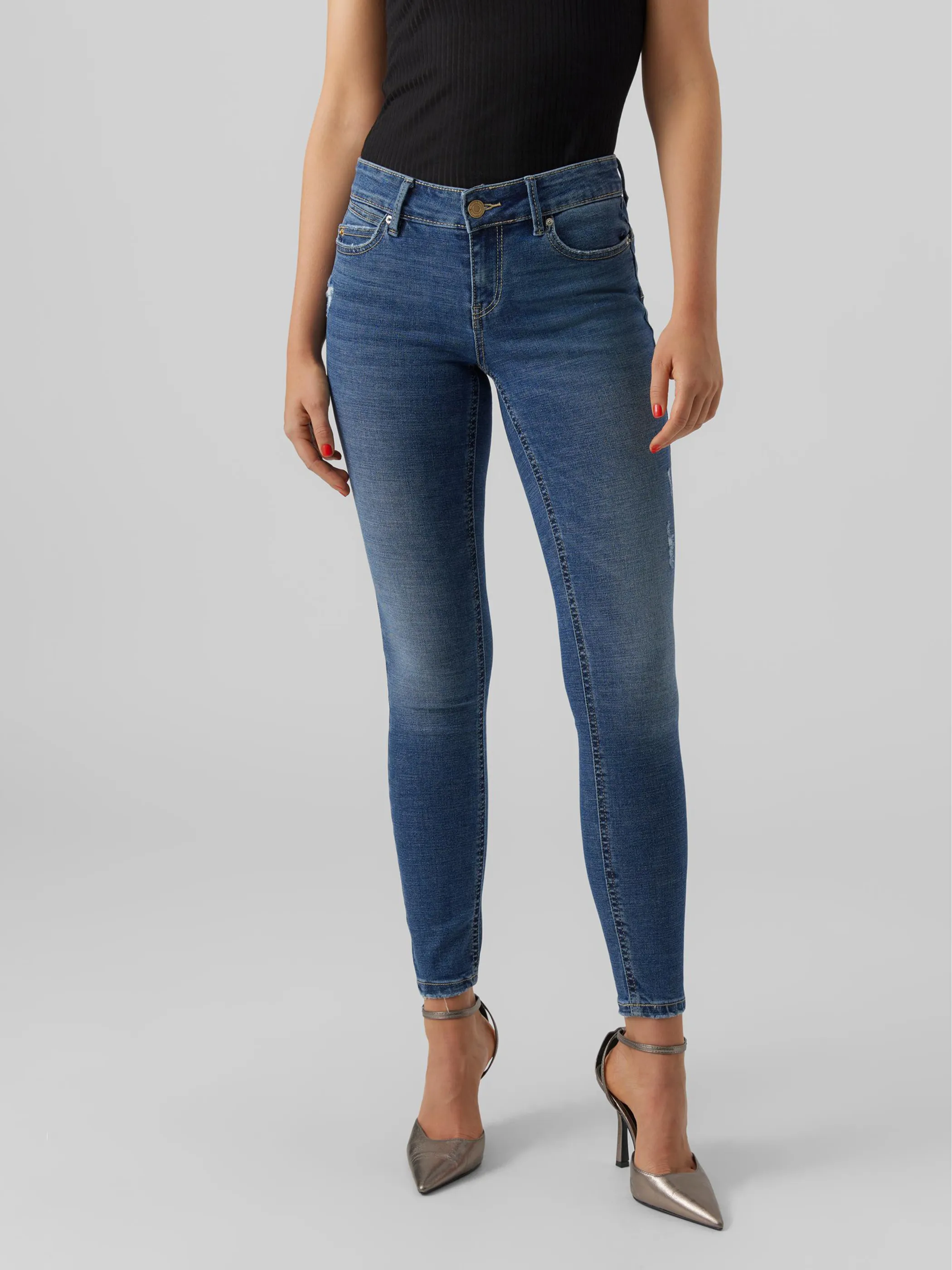 Vero Moda 10279952 VMROBYN LR SKINNY PUS Blau 873842 178001 3