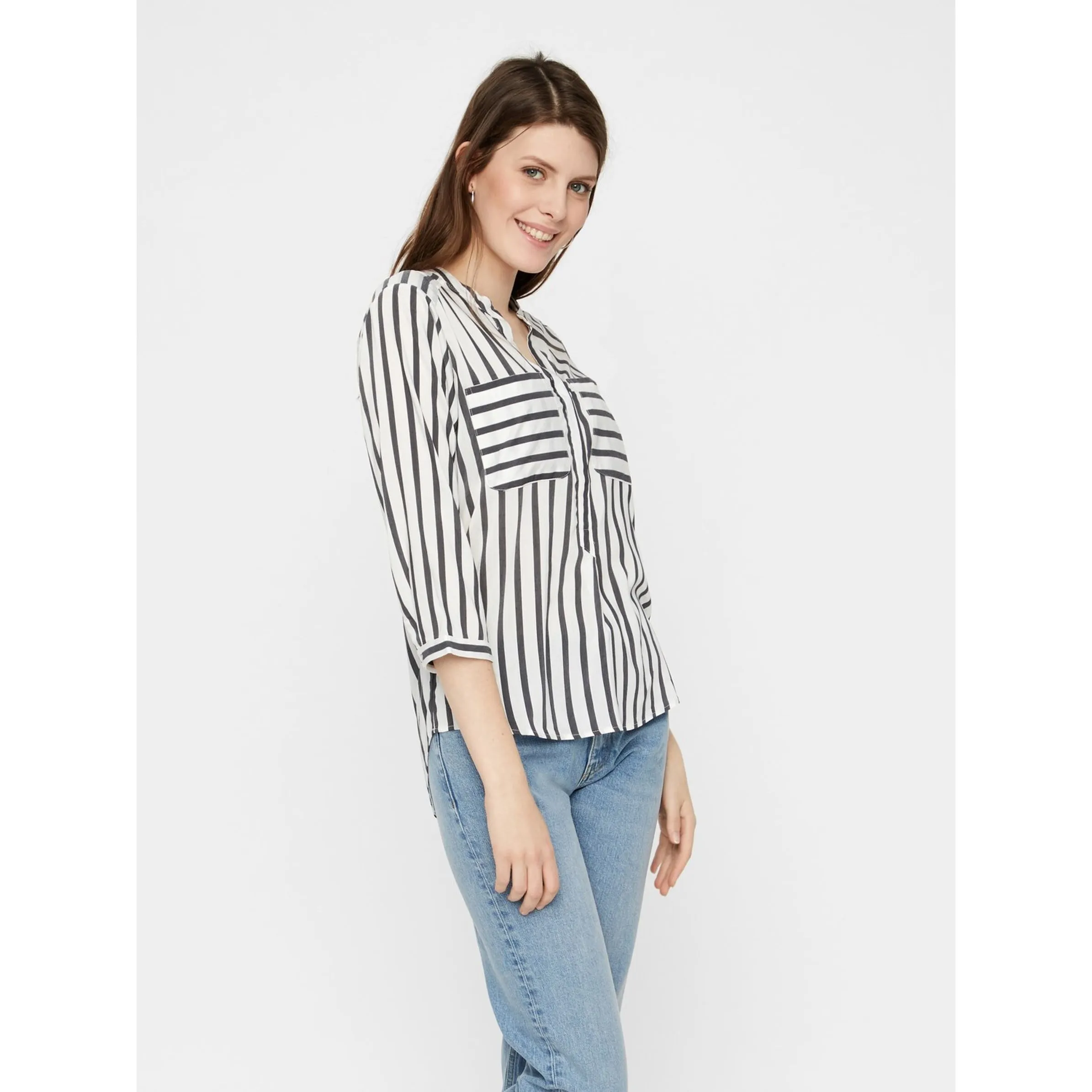 Vero Moda 10168581 VMERIKA STRIPE 3/4 SH Weiß 760046 175598001 2